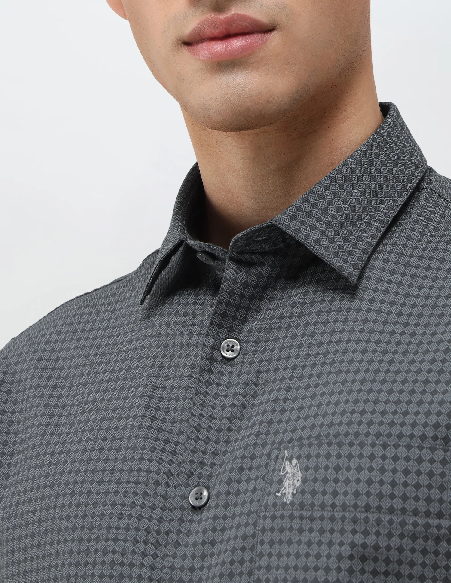 Geometric Printed Dobby Shirt - Image 7