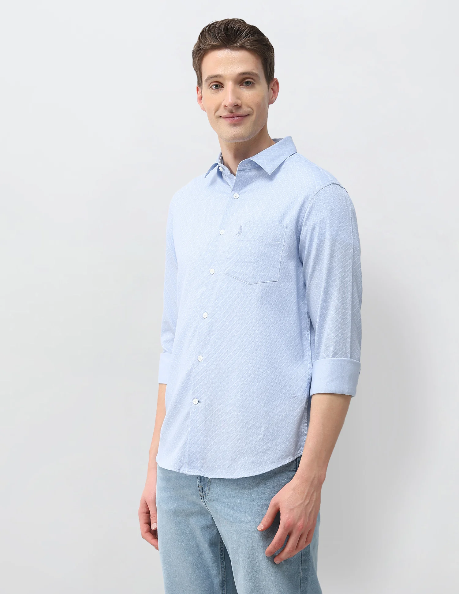 Geometric Printed Dobby Shirt - Image 4