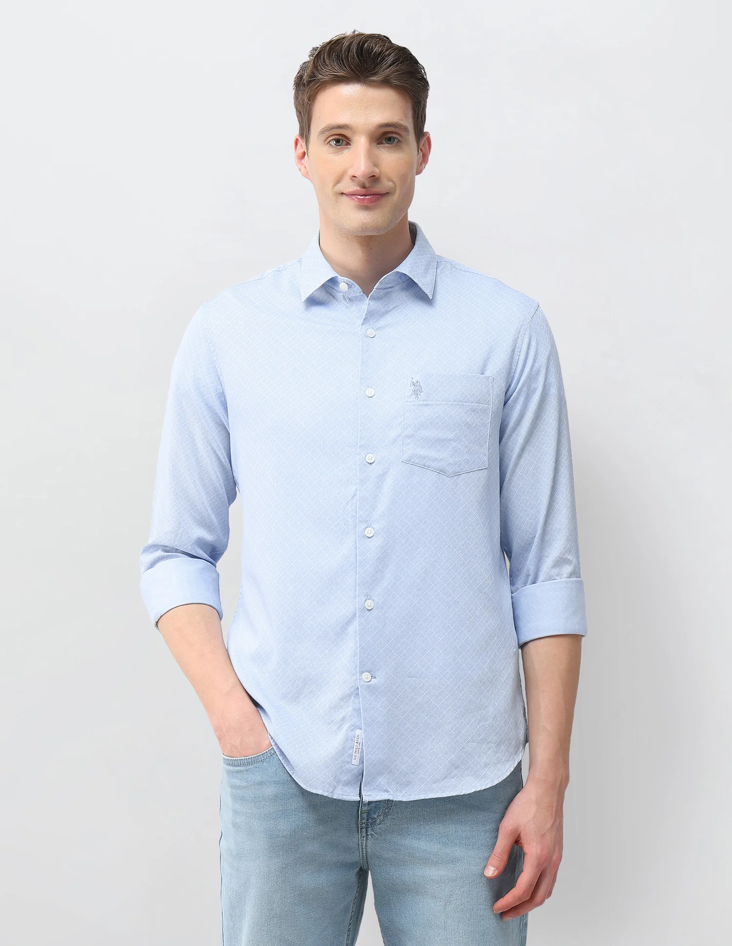 Geometric Printed Dobby Shirt - Image 6