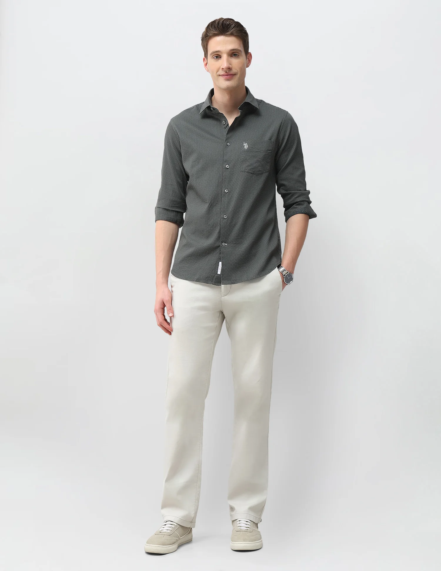 Geometric Printed Dobby Shirt - Image 3