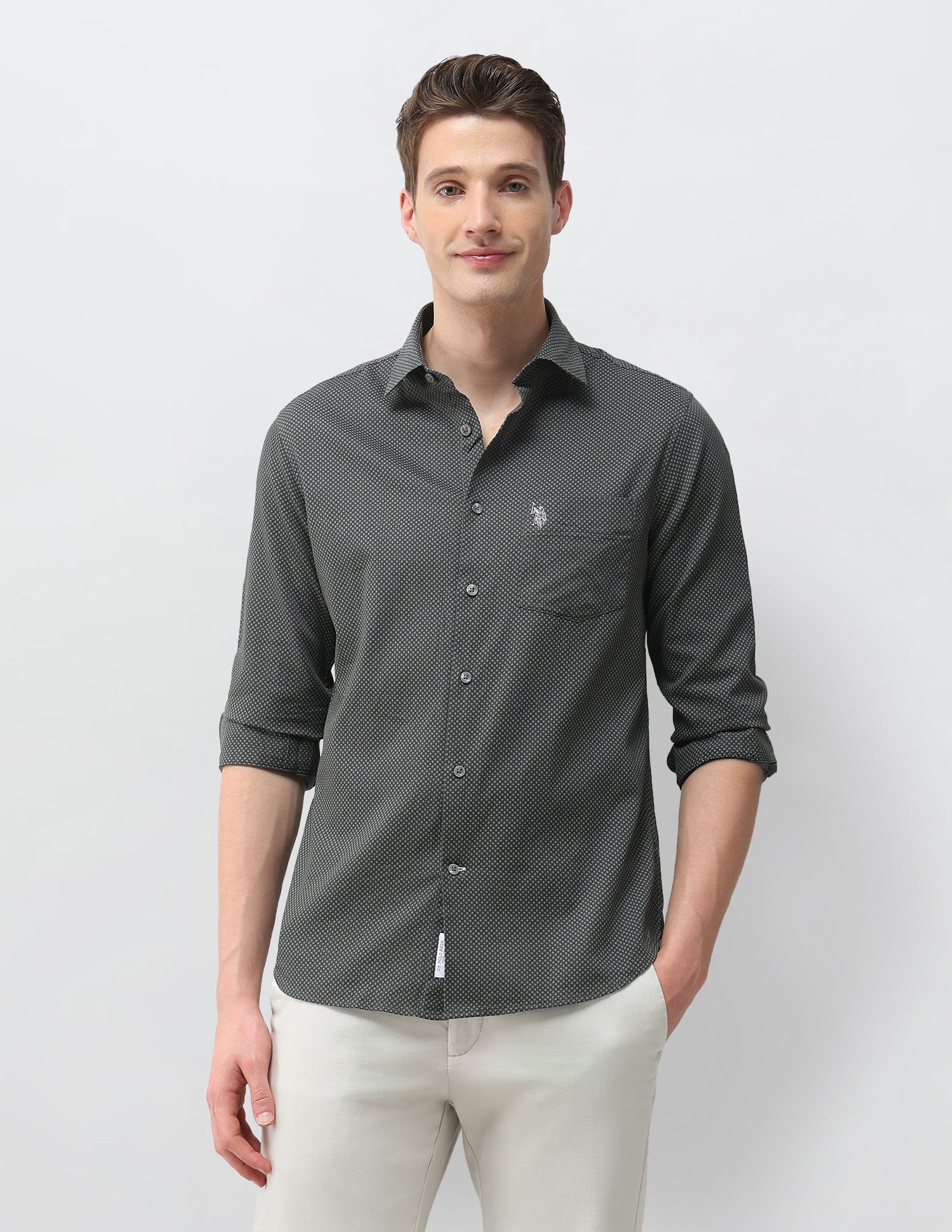 Geometric Printed Dobby Shirt - Image 6