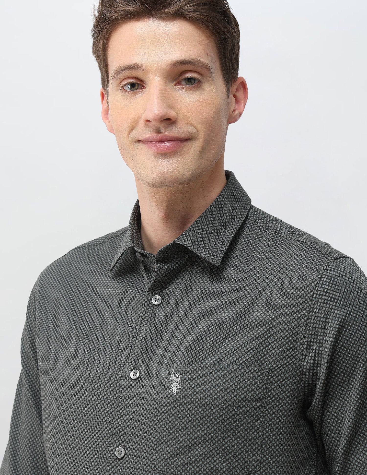 Geometric Printed Dobby Shirt - Image 7