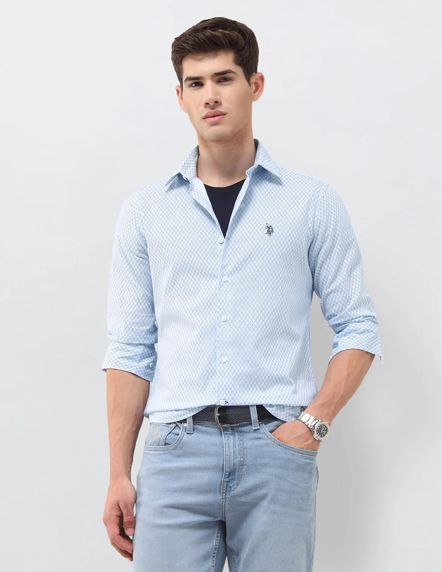 Geometric Printed Oxford Shirt