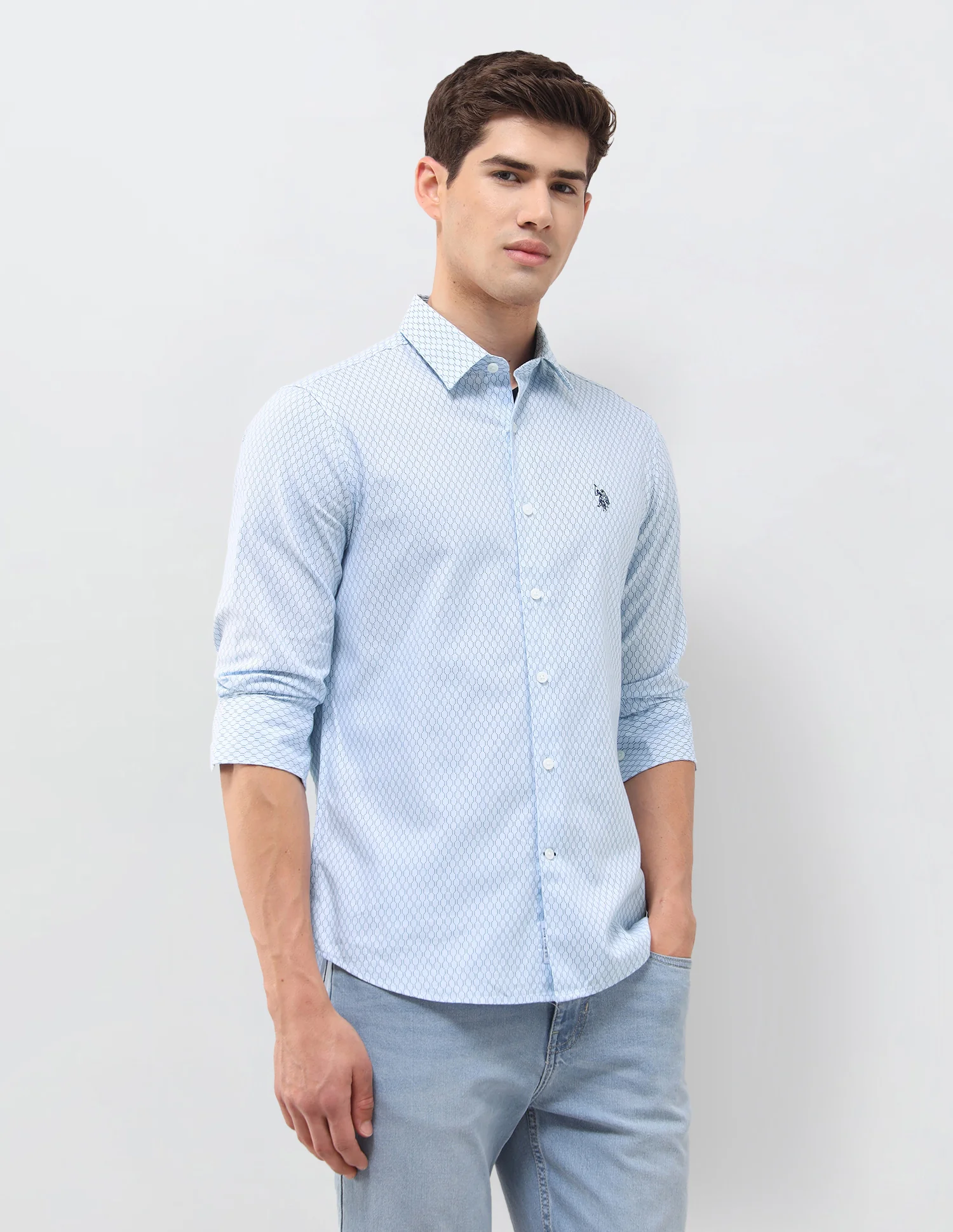 Geometric Printed Oxford Shirt - Image 4