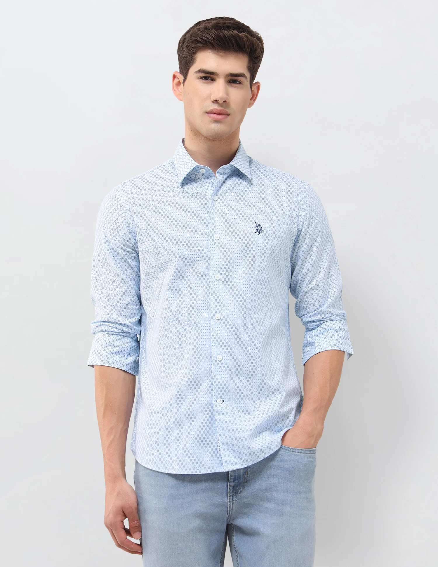 Geometric Printed Oxford Shirt - Image 6