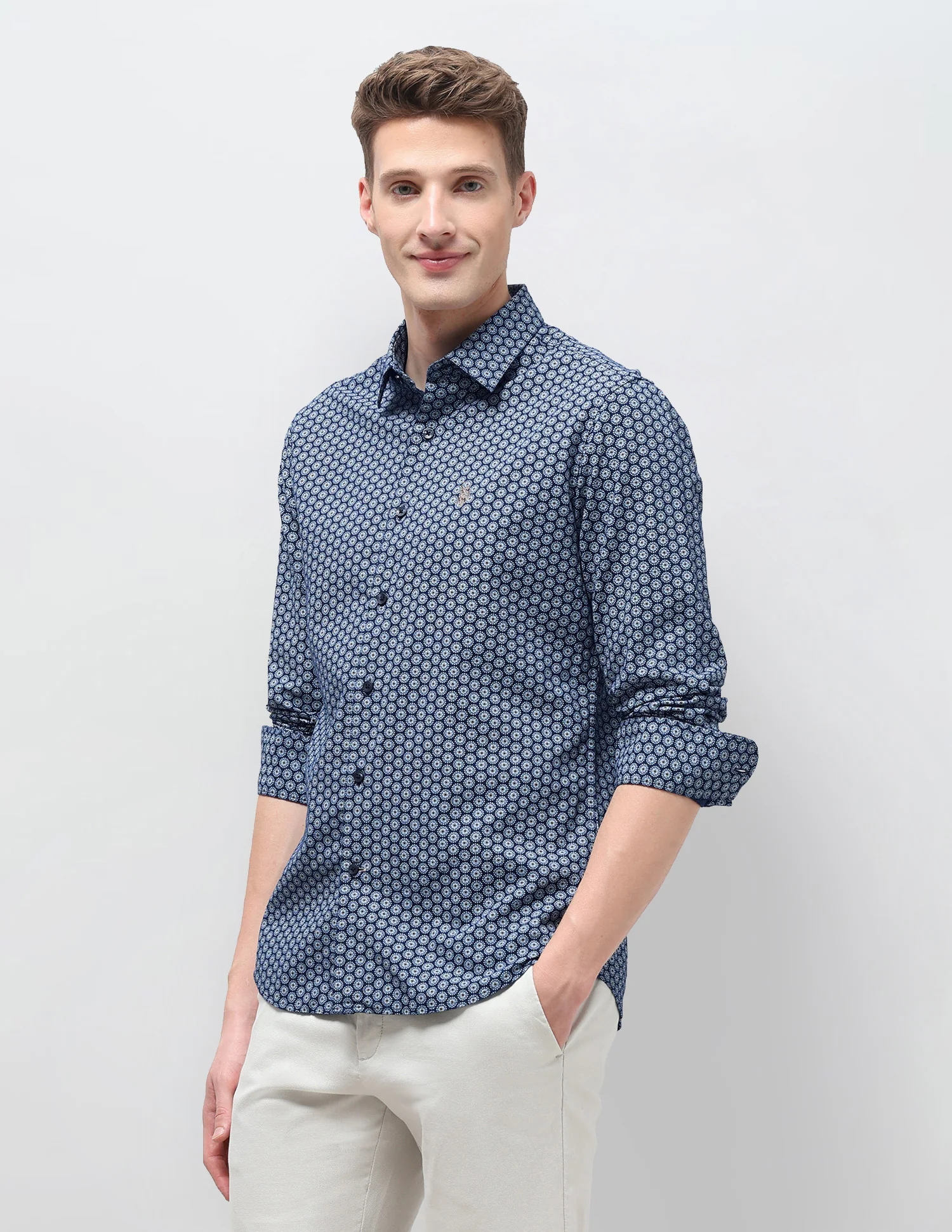 Geometric Printed Oxford Shirt - Image 4