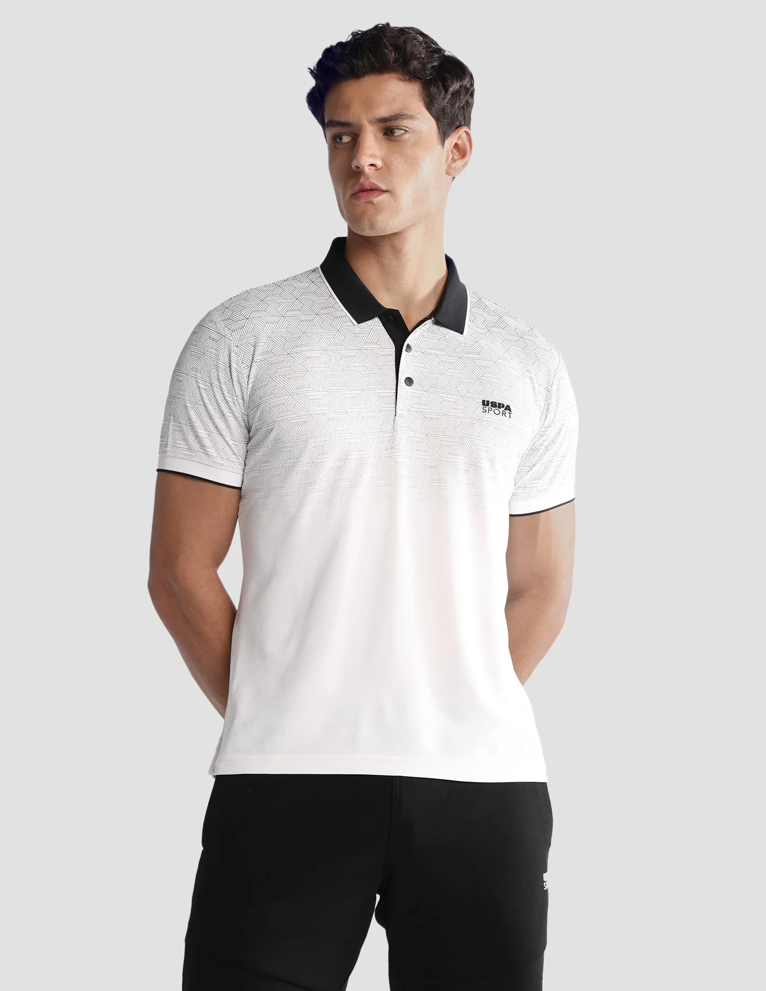 Geometric Printed Regular Fit Active Polo Shirt - Image 6