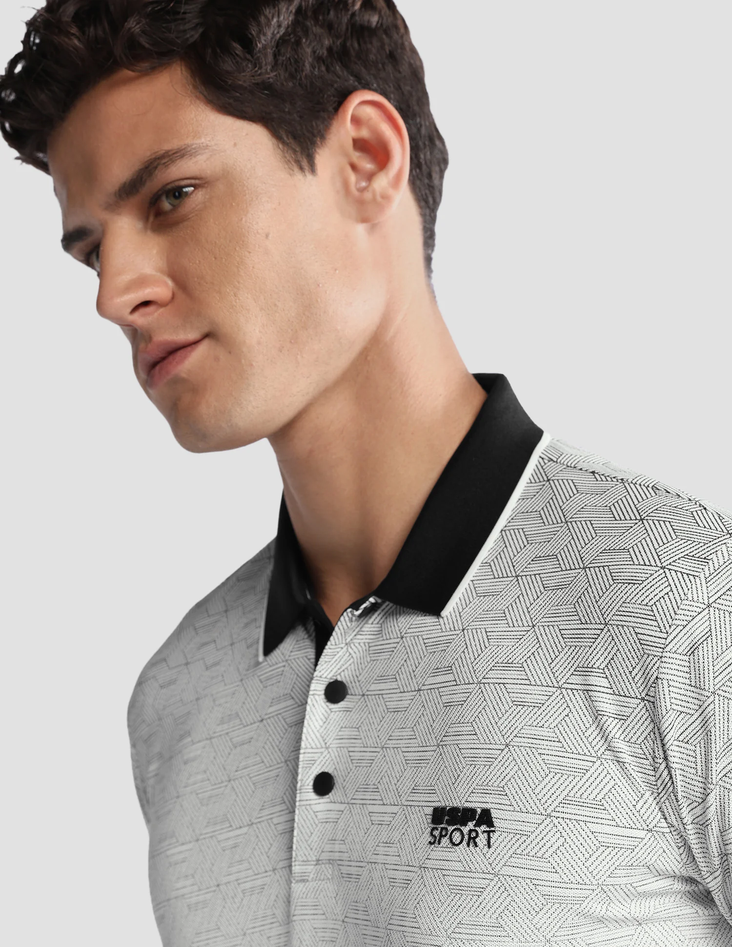 Geometric Printed Regular Fit Active Polo Shirt - Image 7