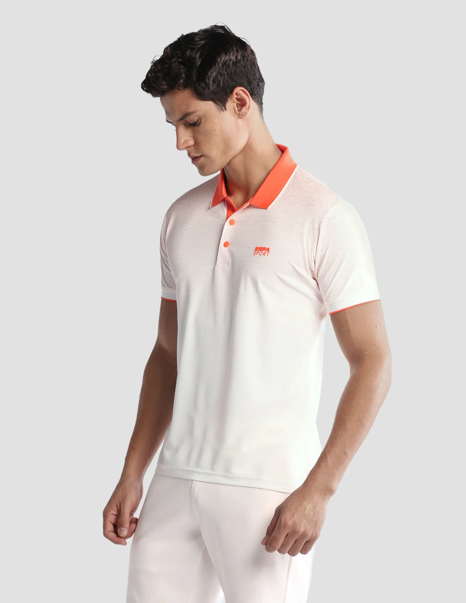 Geometric Printed Regular Fit Active Polo Shirt - Image 4