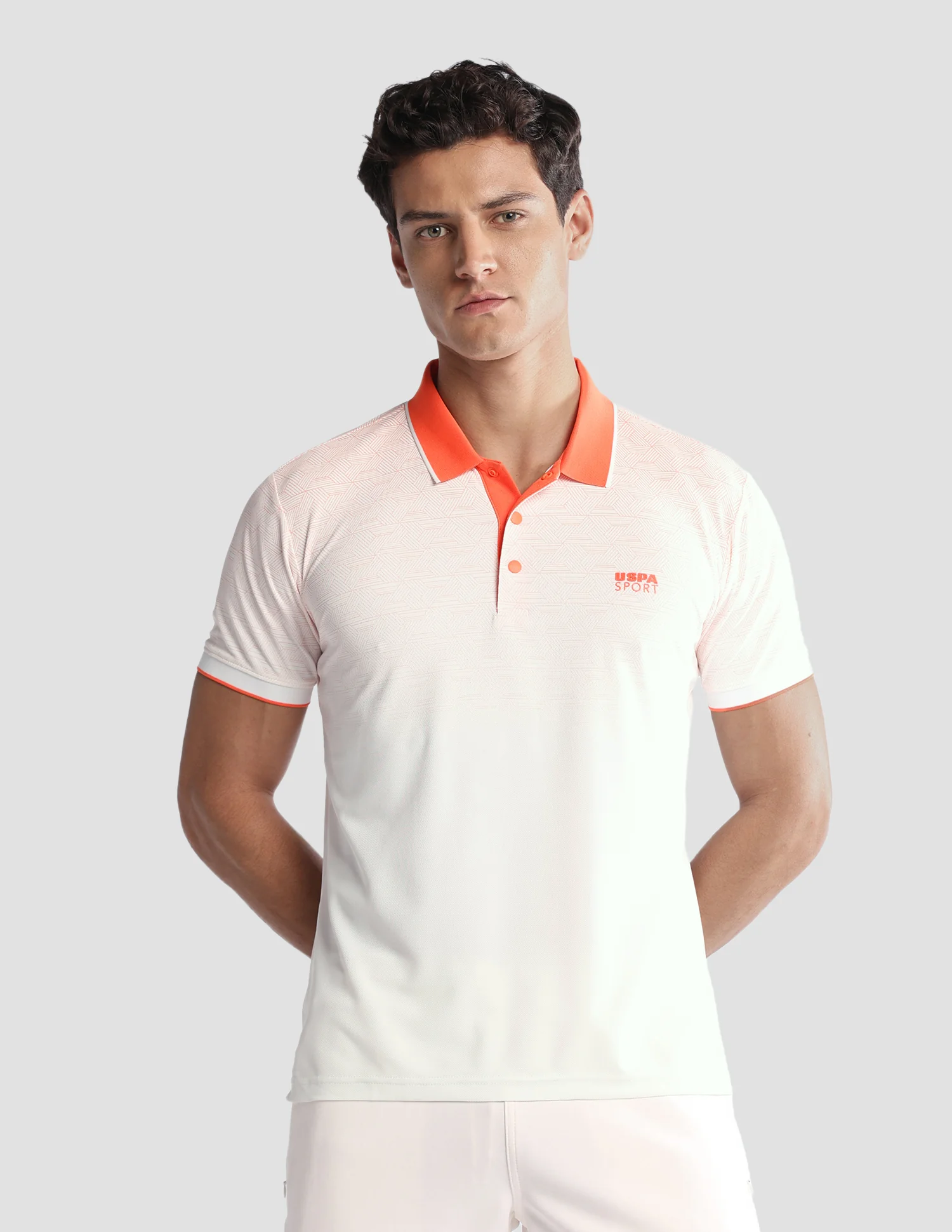 Geometric Printed Regular Fit Active Polo Shirt - Image 6