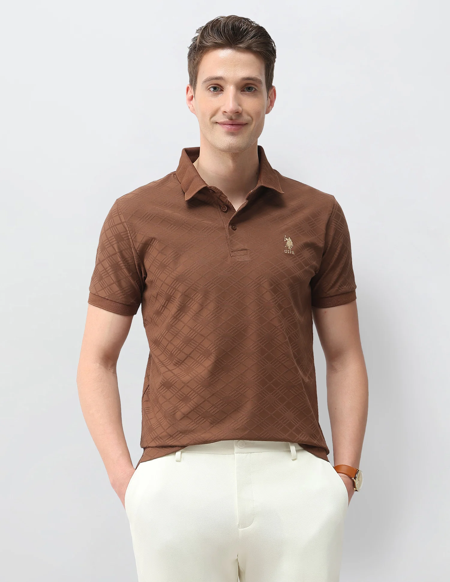 Geometric Printed Slim Fit Polo Shirt
