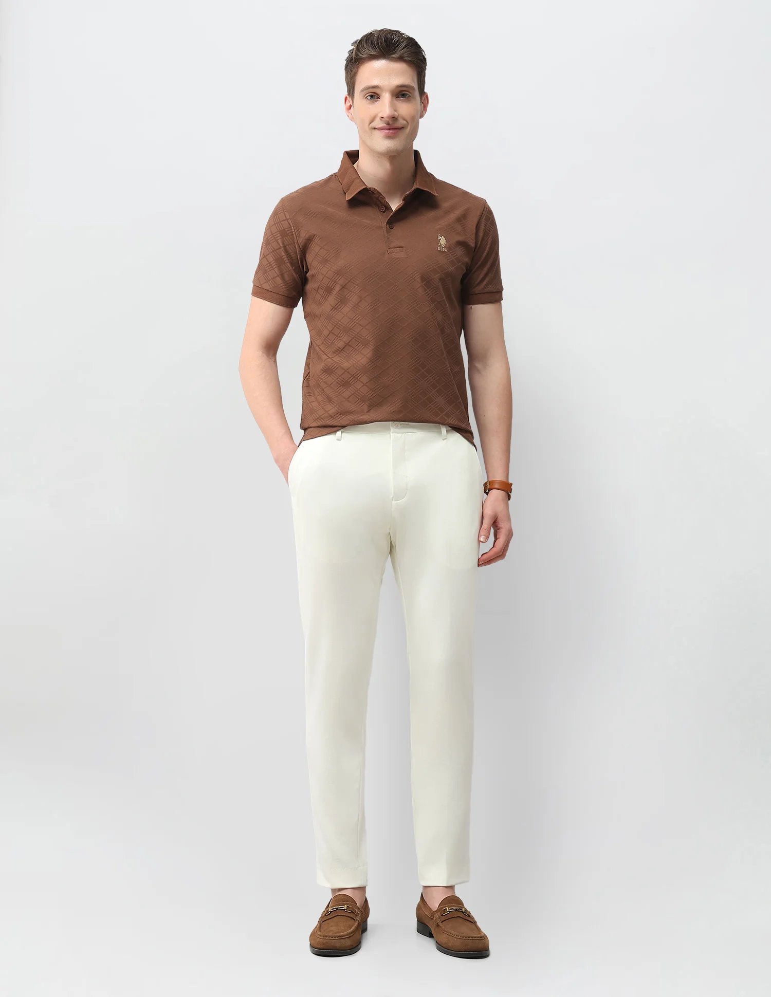 Geometric Printed Slim Fit Polo Shirt - Image 3