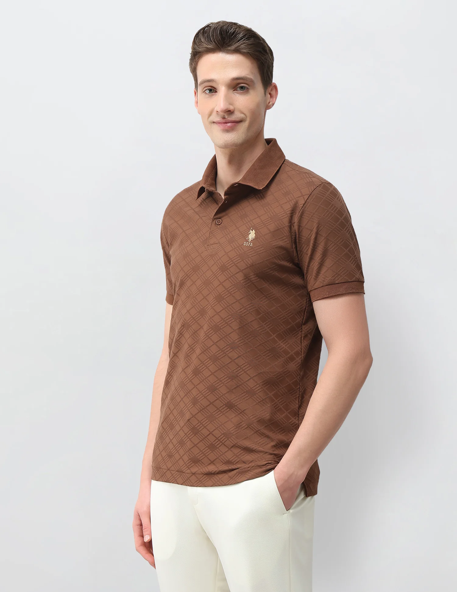 Geometric Printed Slim Fit Polo Shirt - Image 4