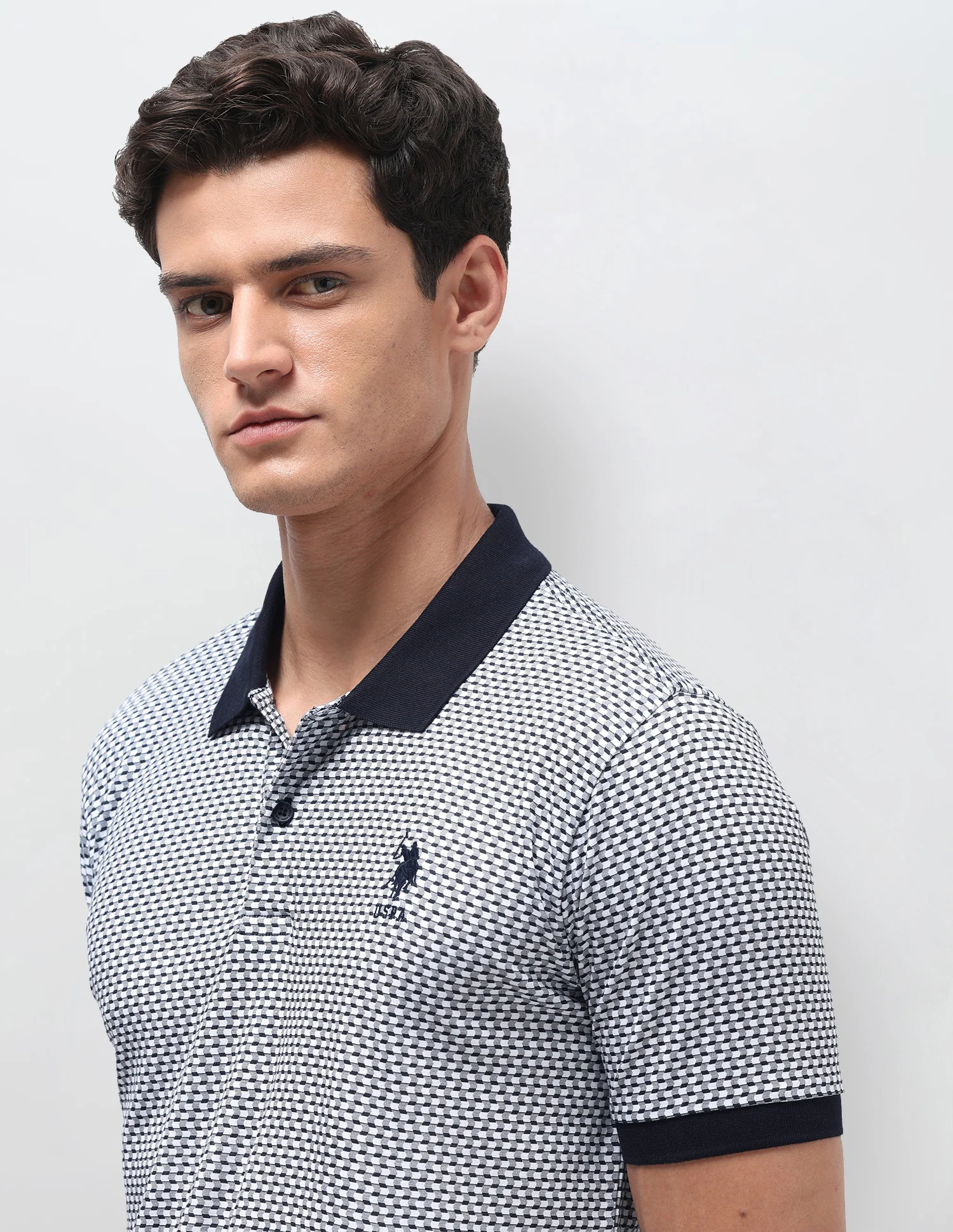 Geometric Printed Slim Fit Polo Shirt - Image 7