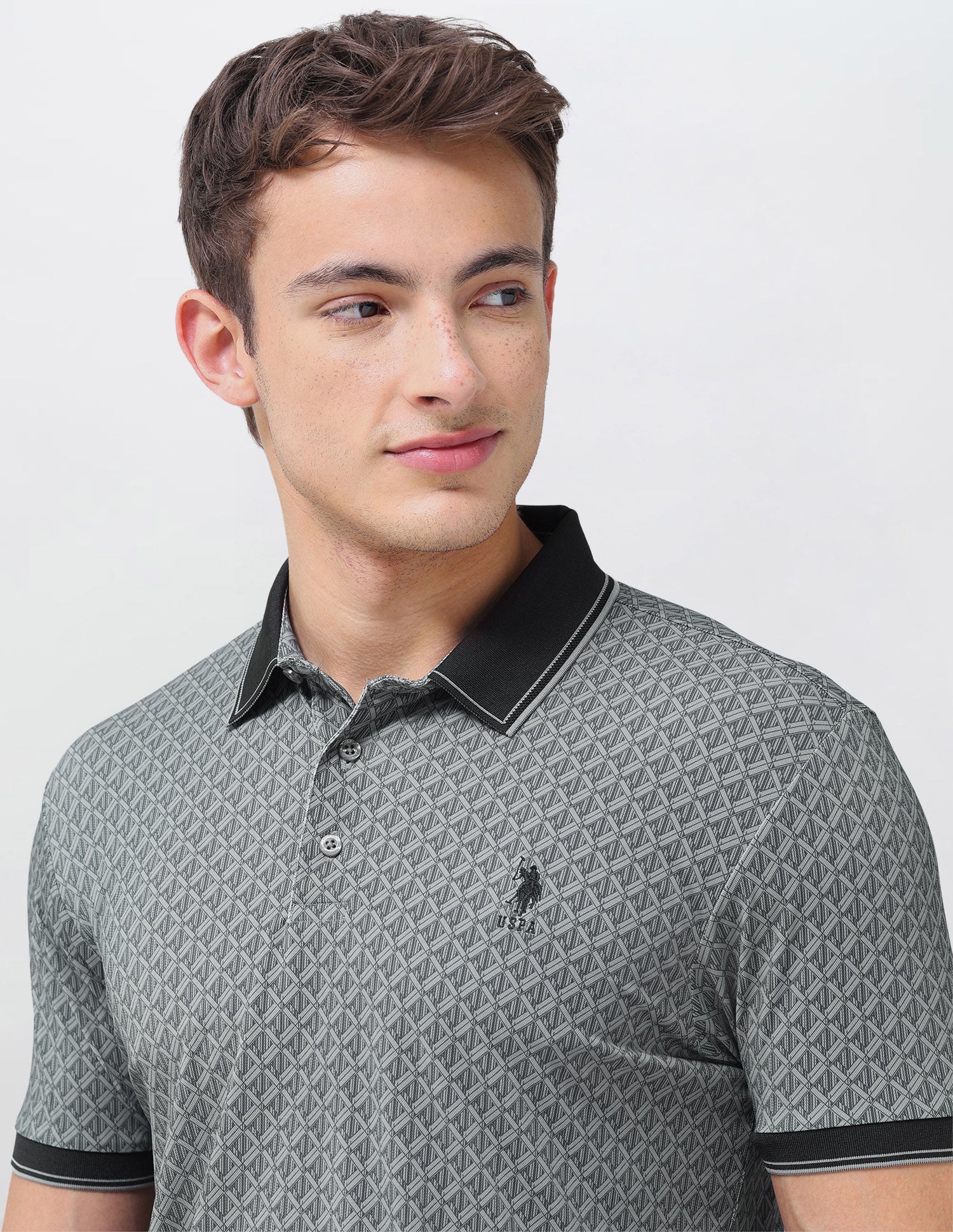Geometric Printed Slim Fit Polo Shirt - Image 6