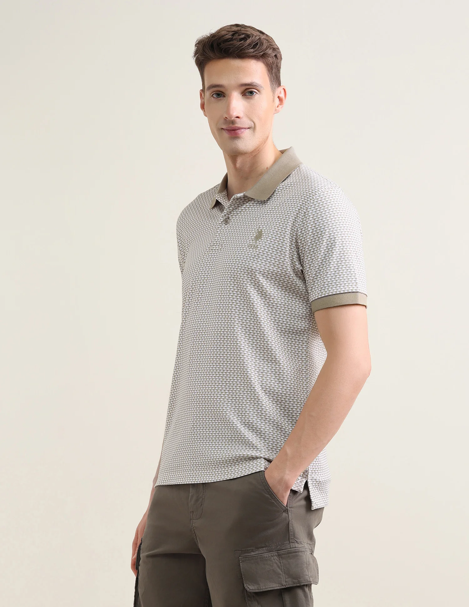 Geometric Printed Slim Fit Polo Shirt - Image 4