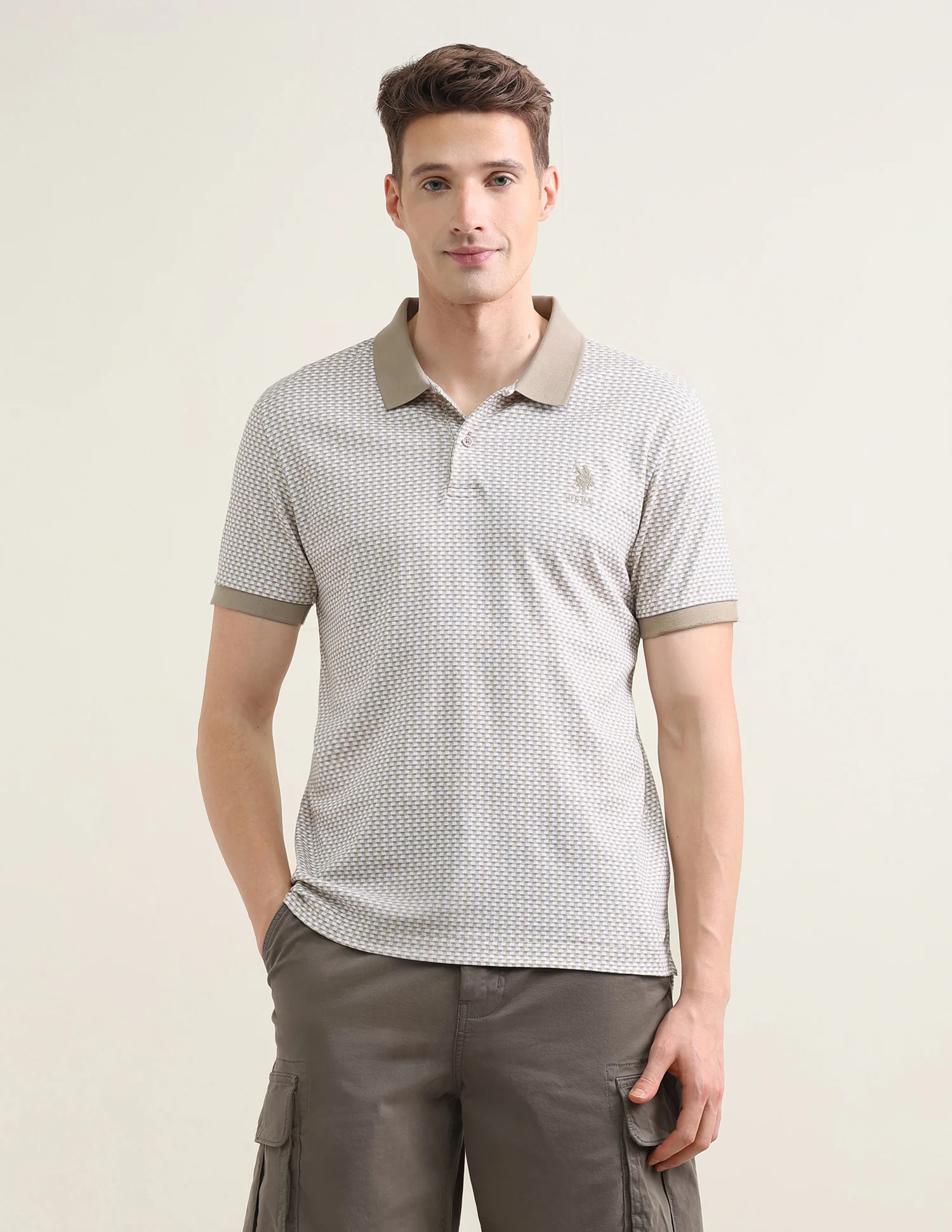 Geometric Printed Slim Fit Polo Shirt - Image 6