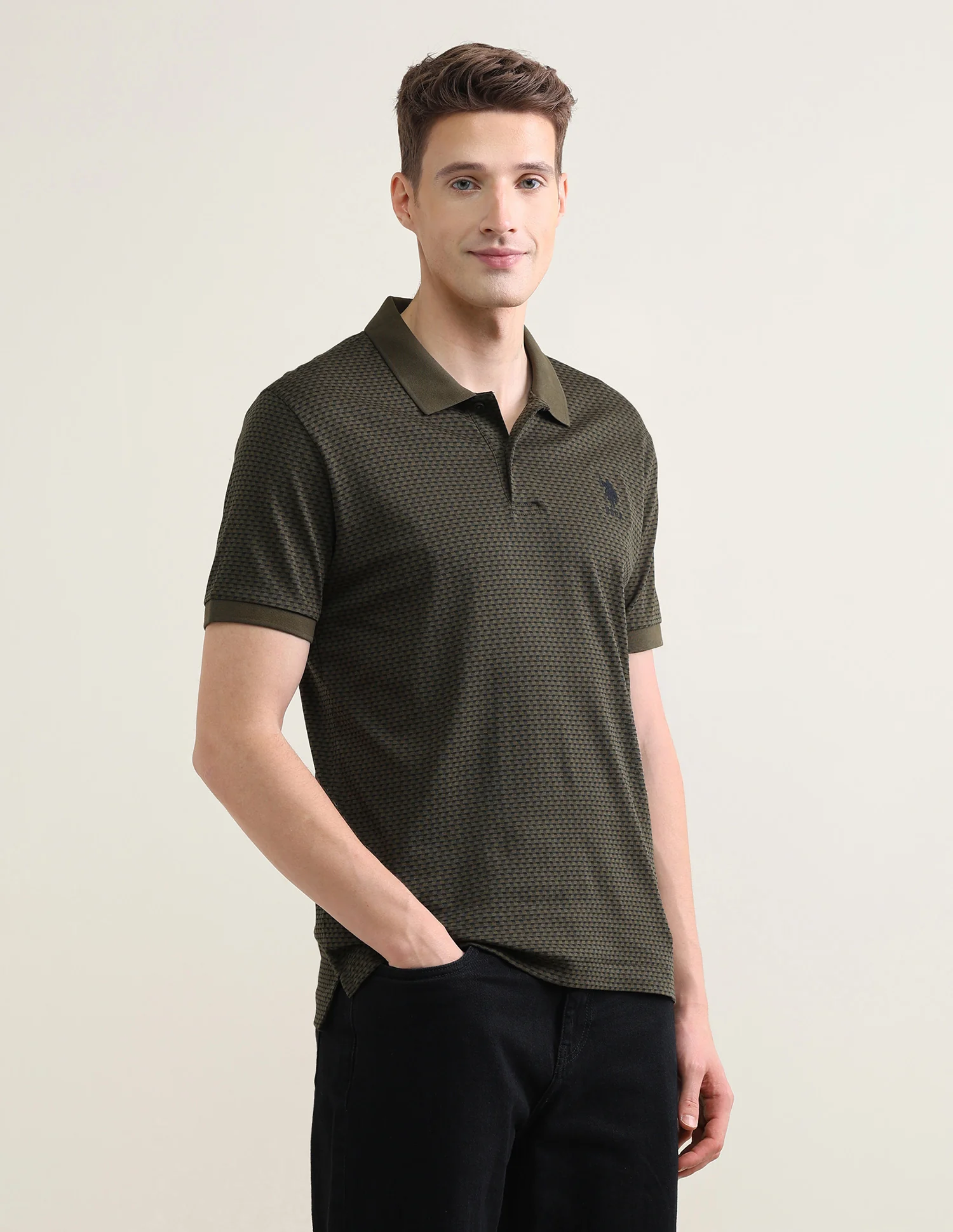 Geometric Printed Slim Fit Polo Shirt - Image 4