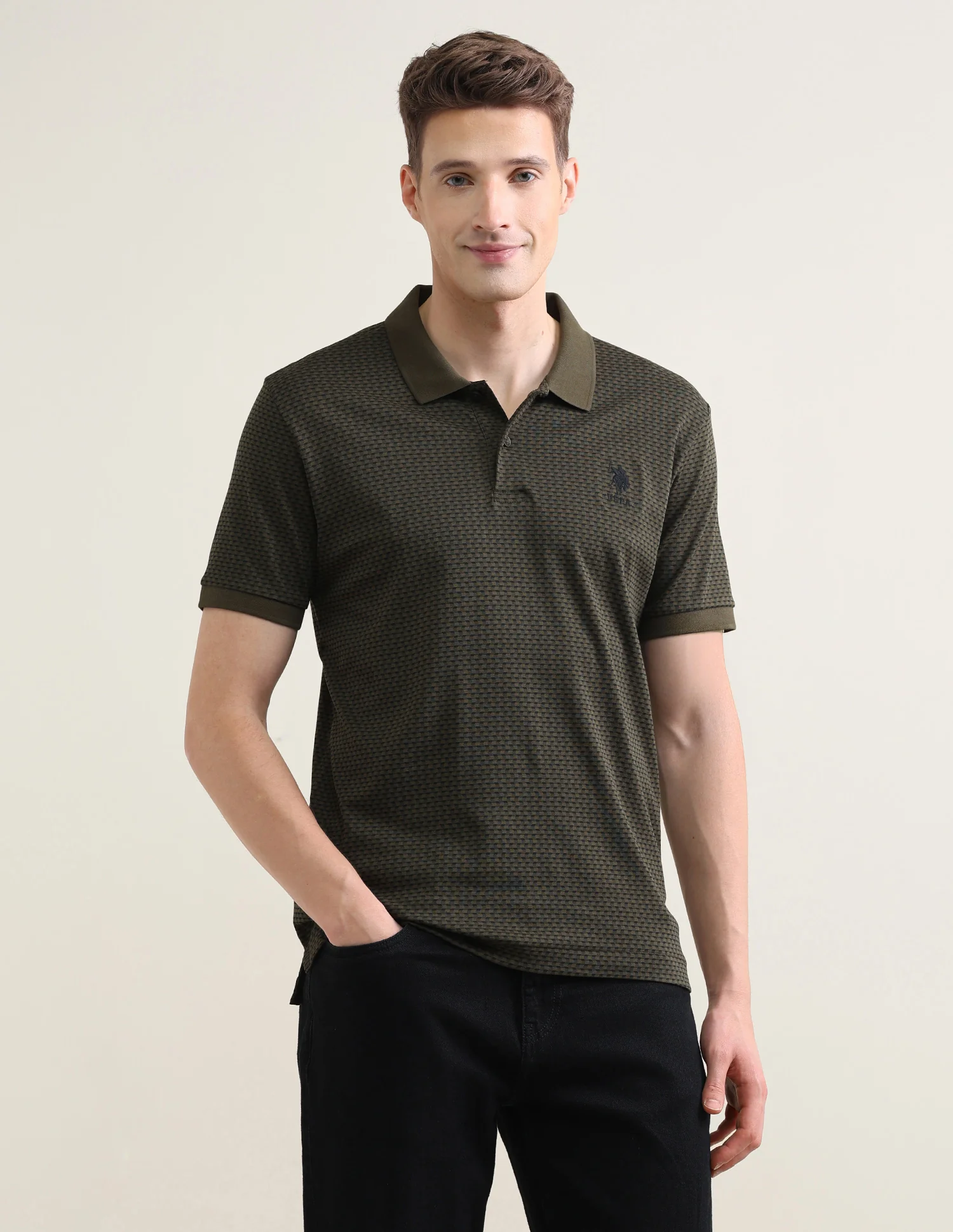Geometric Printed Slim Fit Polo Shirt - Image 6