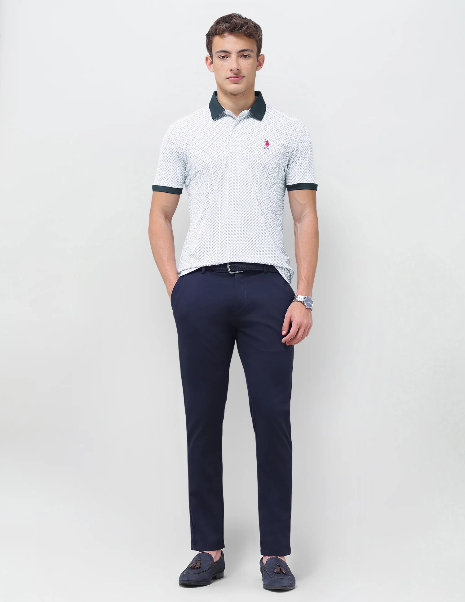 Geometric Printed Slim Fit Polo Shirt - Image 3