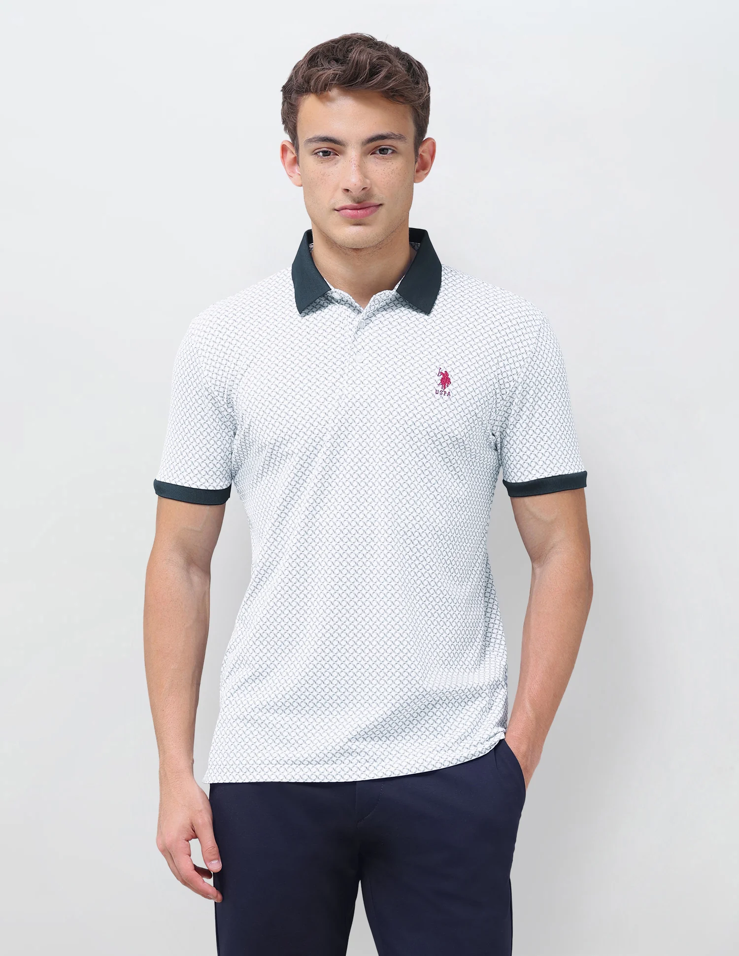 Geometric Printed Slim Fit Polo Shirt - Image 6