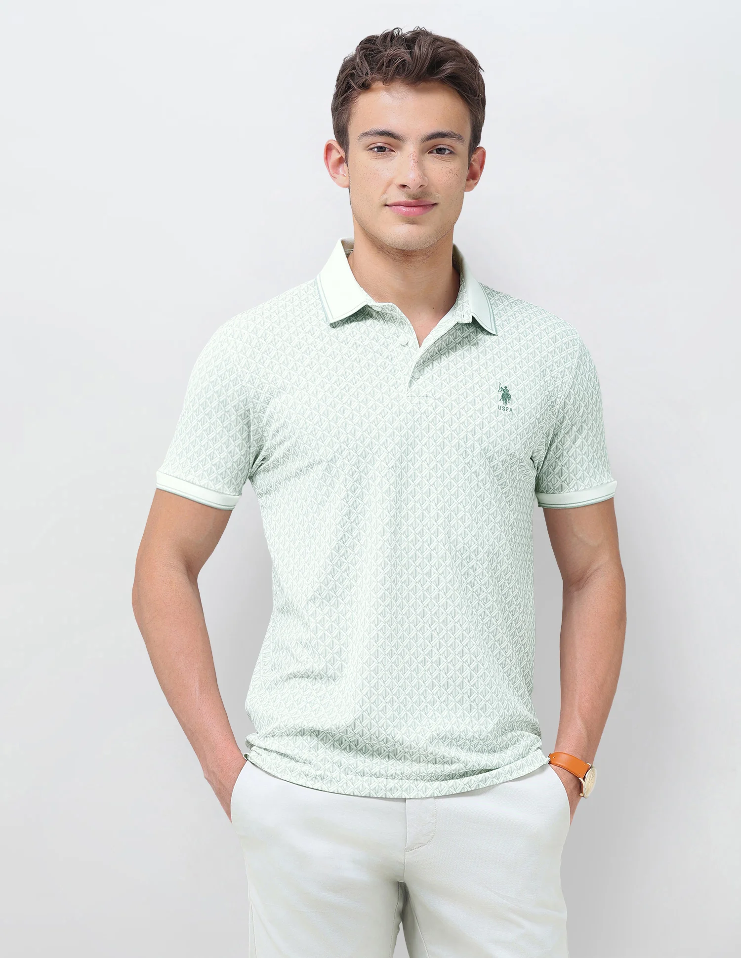 Geometric Printed Slim Fit Polo Shirt