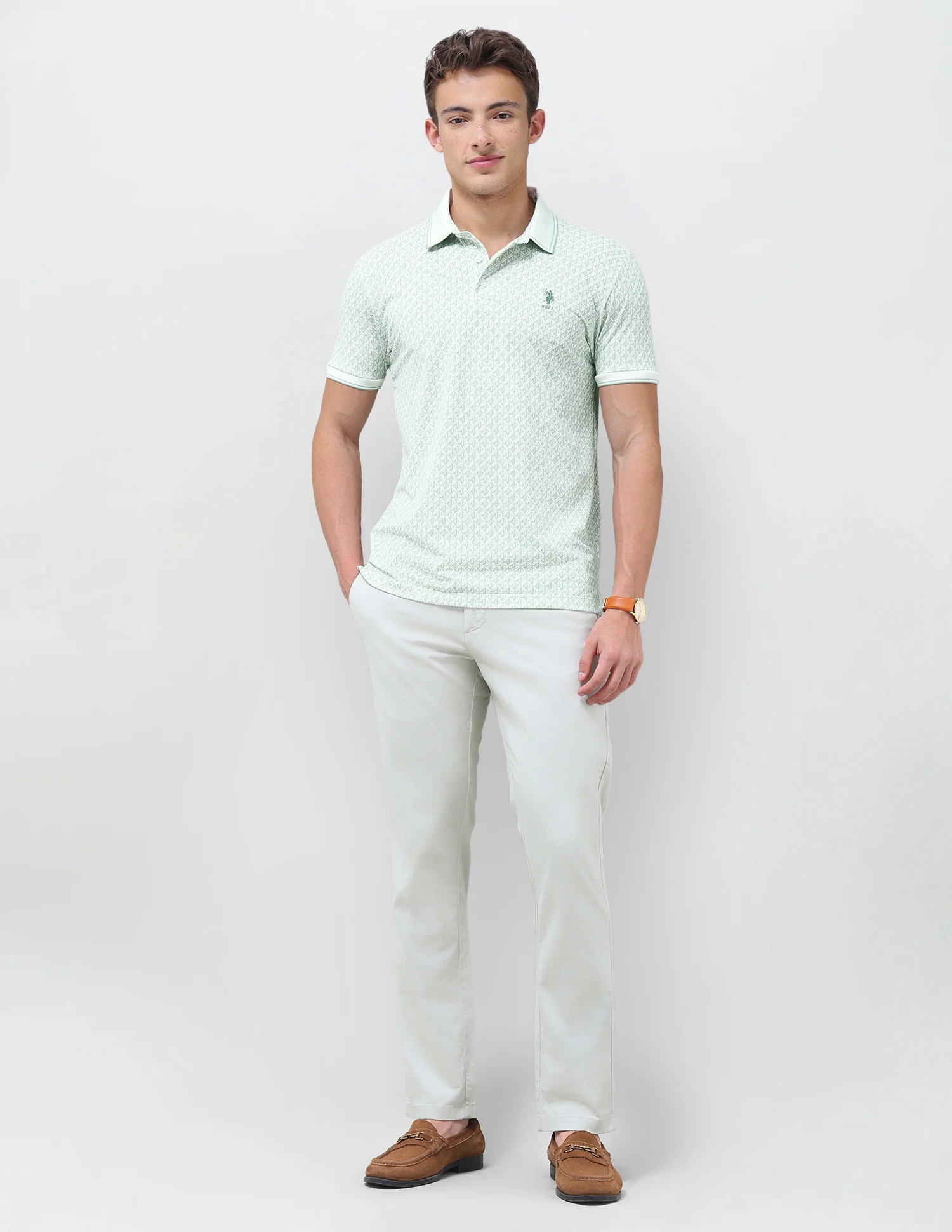 Geometric Printed Slim Fit Polo Shirt - Image 3
