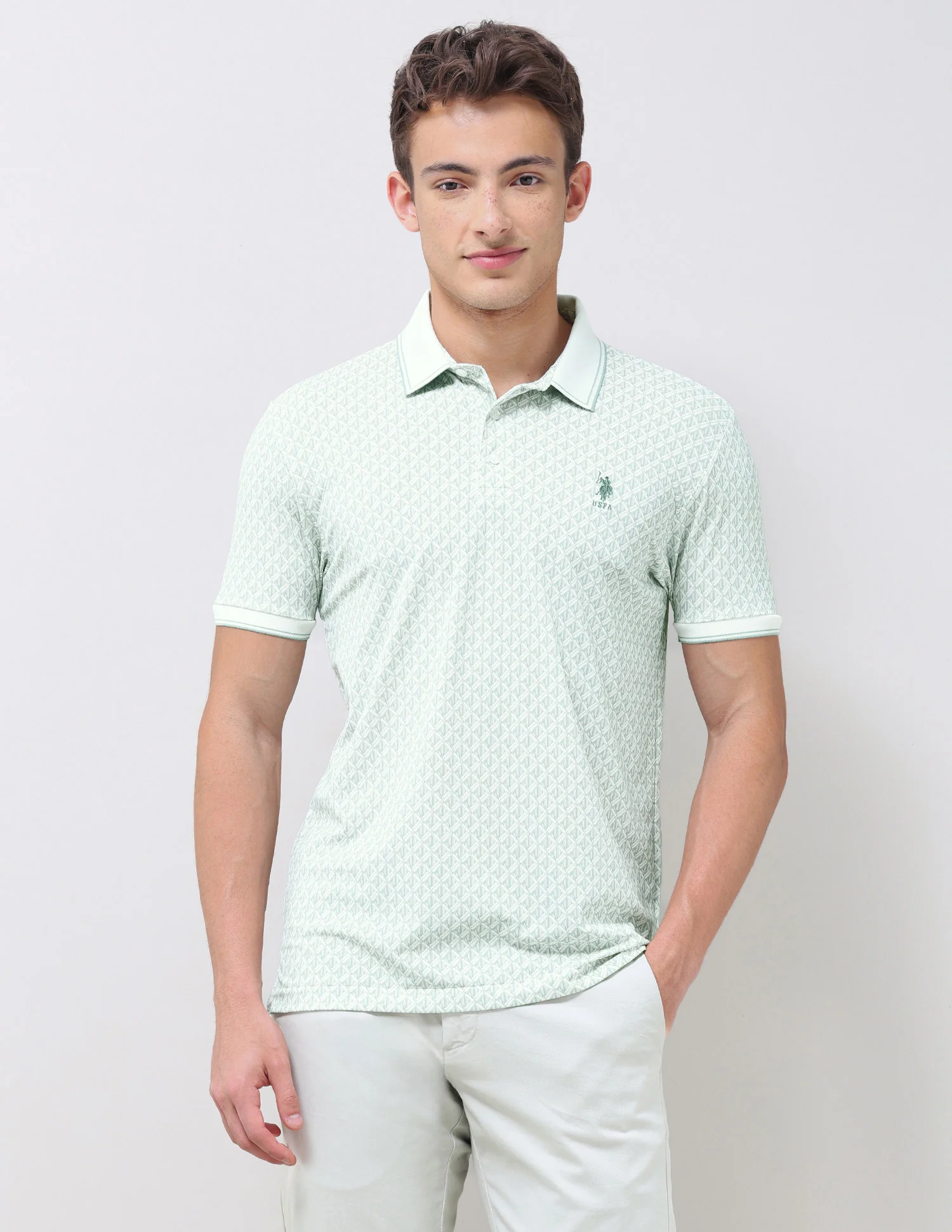 Geometric Printed Slim Fit Polo Shirt - Image 6