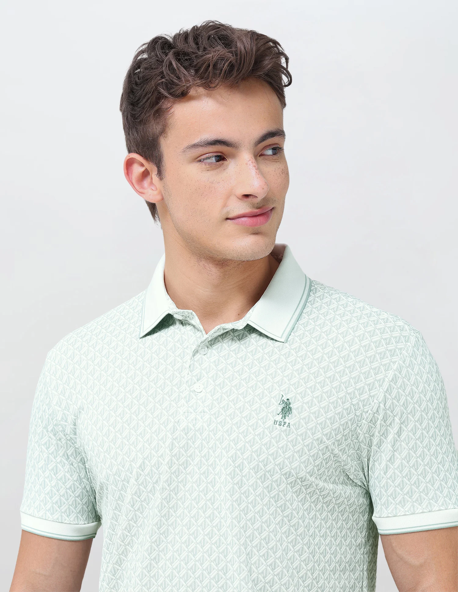 Geometric Printed Slim Fit Polo Shirt - Image 7