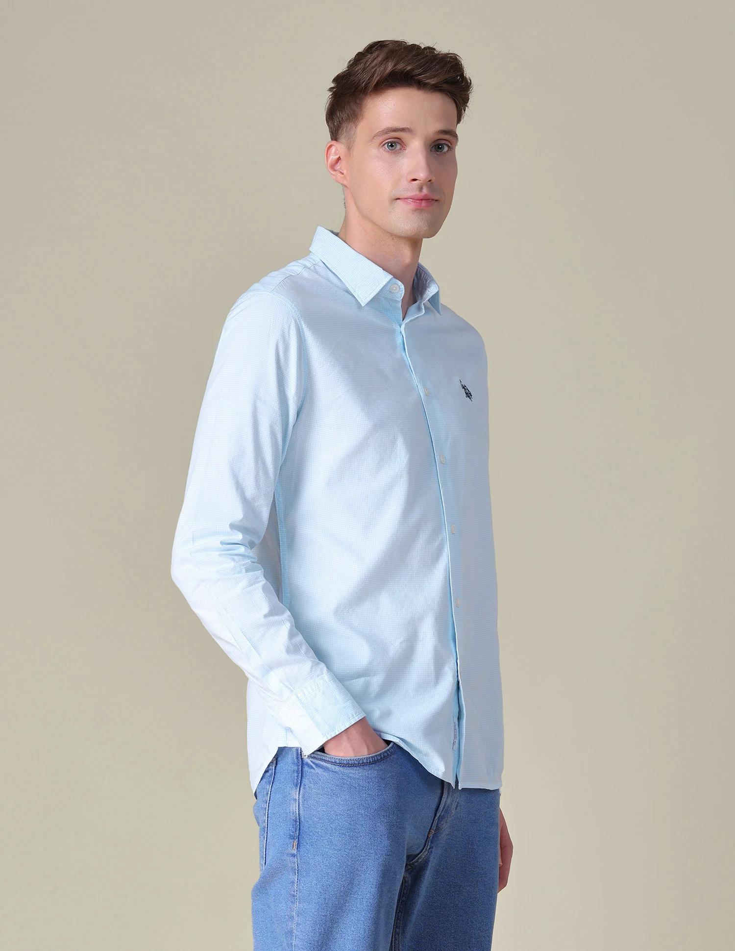 Gingham Checked Tailored Fit Shirt - Image 4