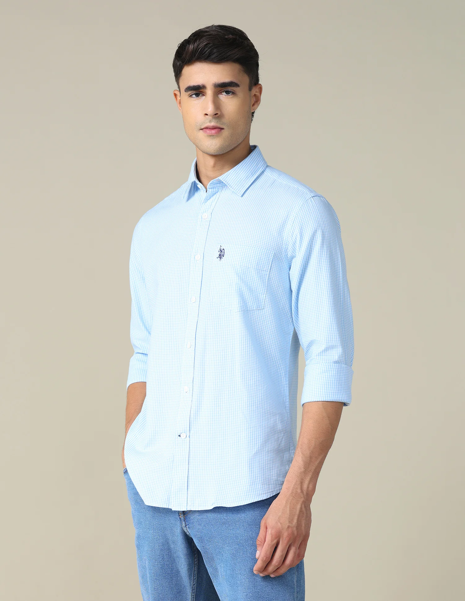 Gingham Checked Tailored Fit Shirt - Image 4