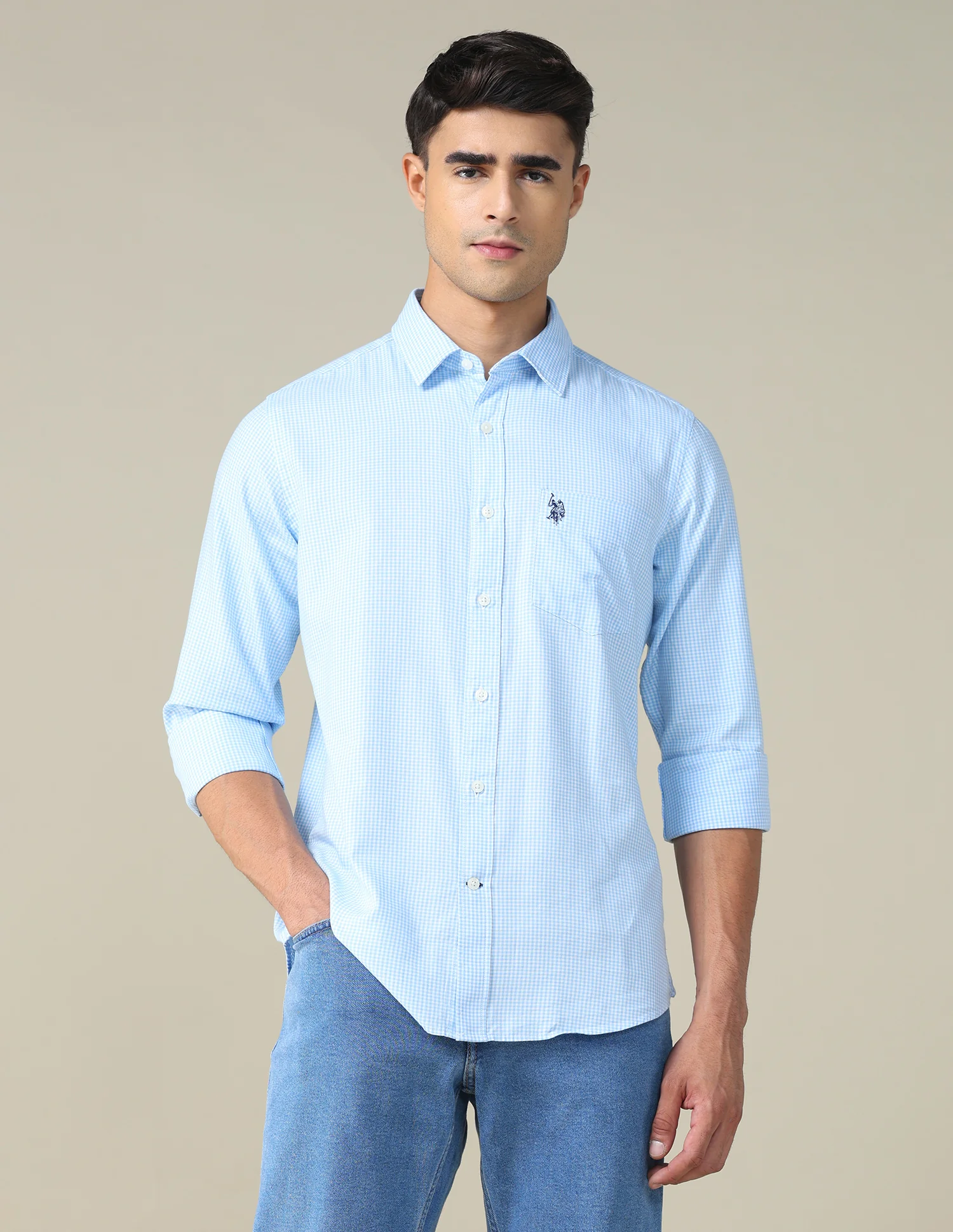 Gingham Checked Tailored Fit Shirt - Image 6
