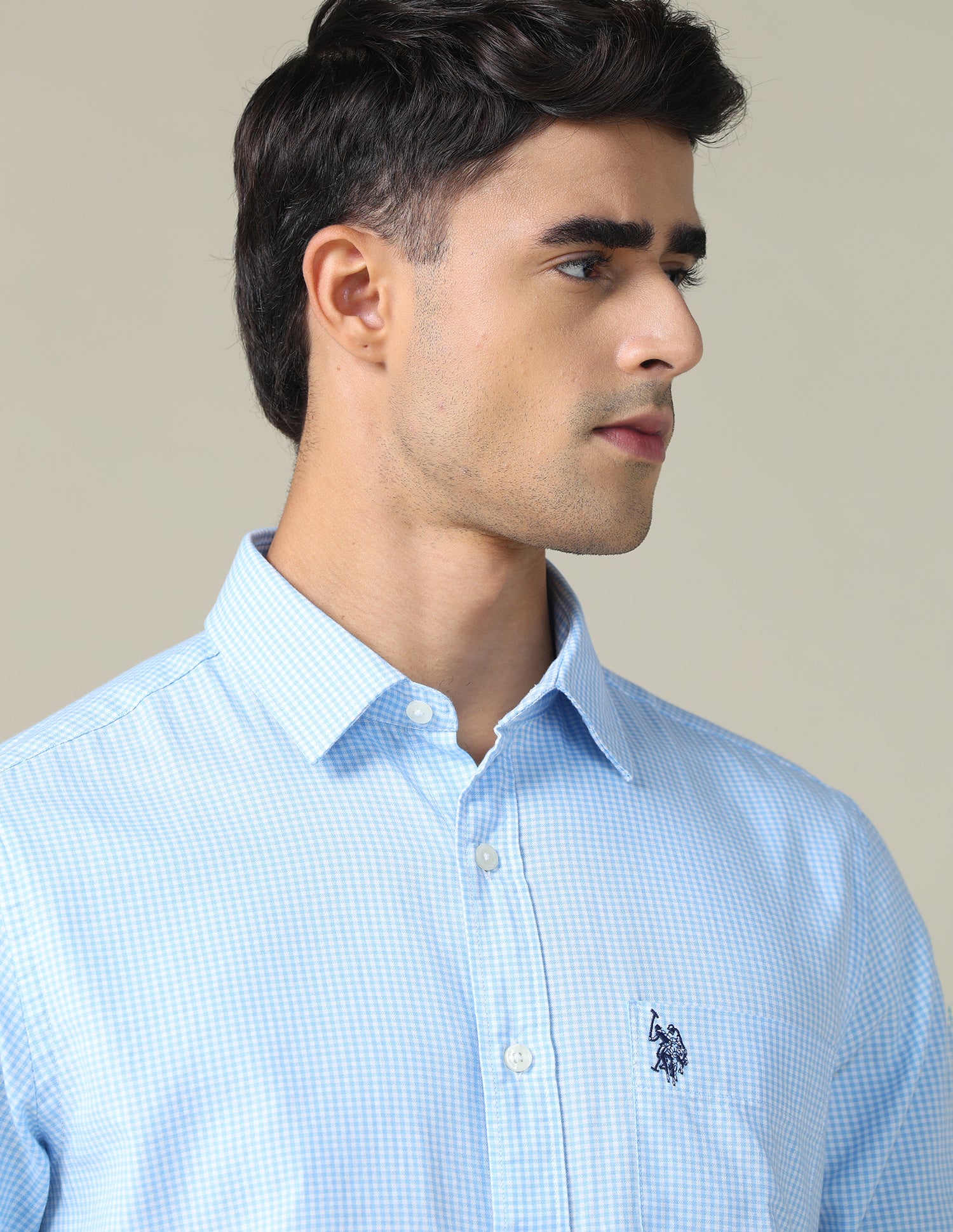 Gingham Checked Tailored Fit Shirt - Image 7