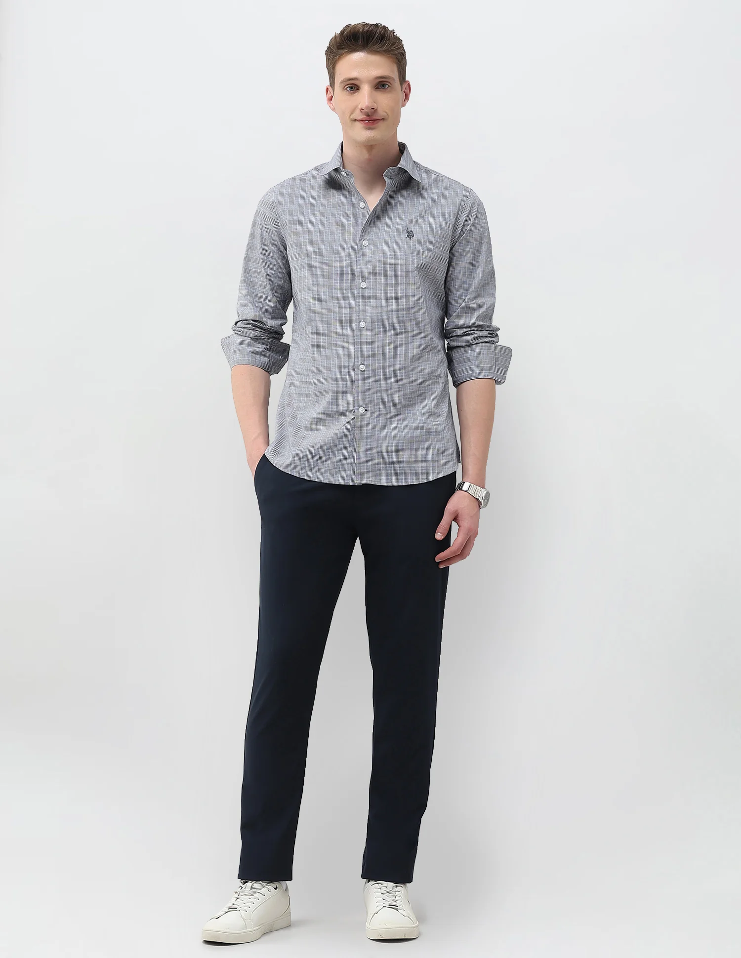 Glen Checked Tailored Fit Shirt - Image 3