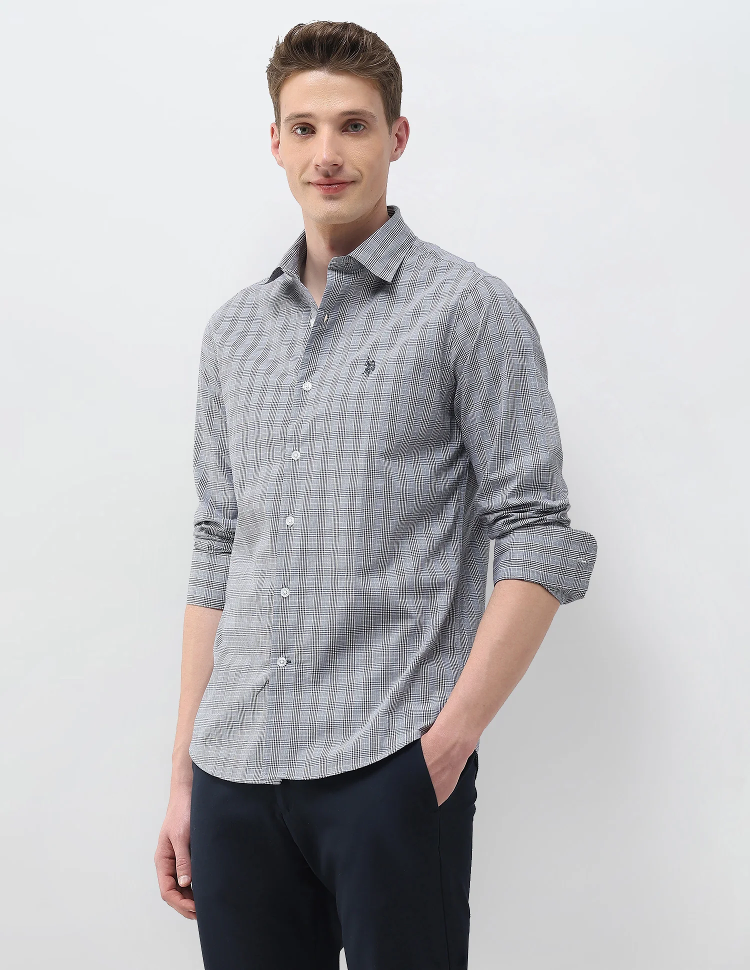 Glen Checked Tailored Fit Shirt - Image 4