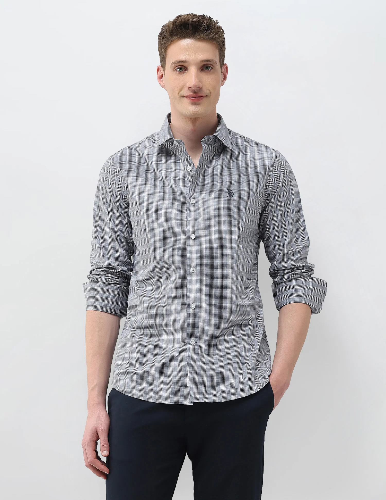 Glen Checked Tailored Fit Shirt - Image 6