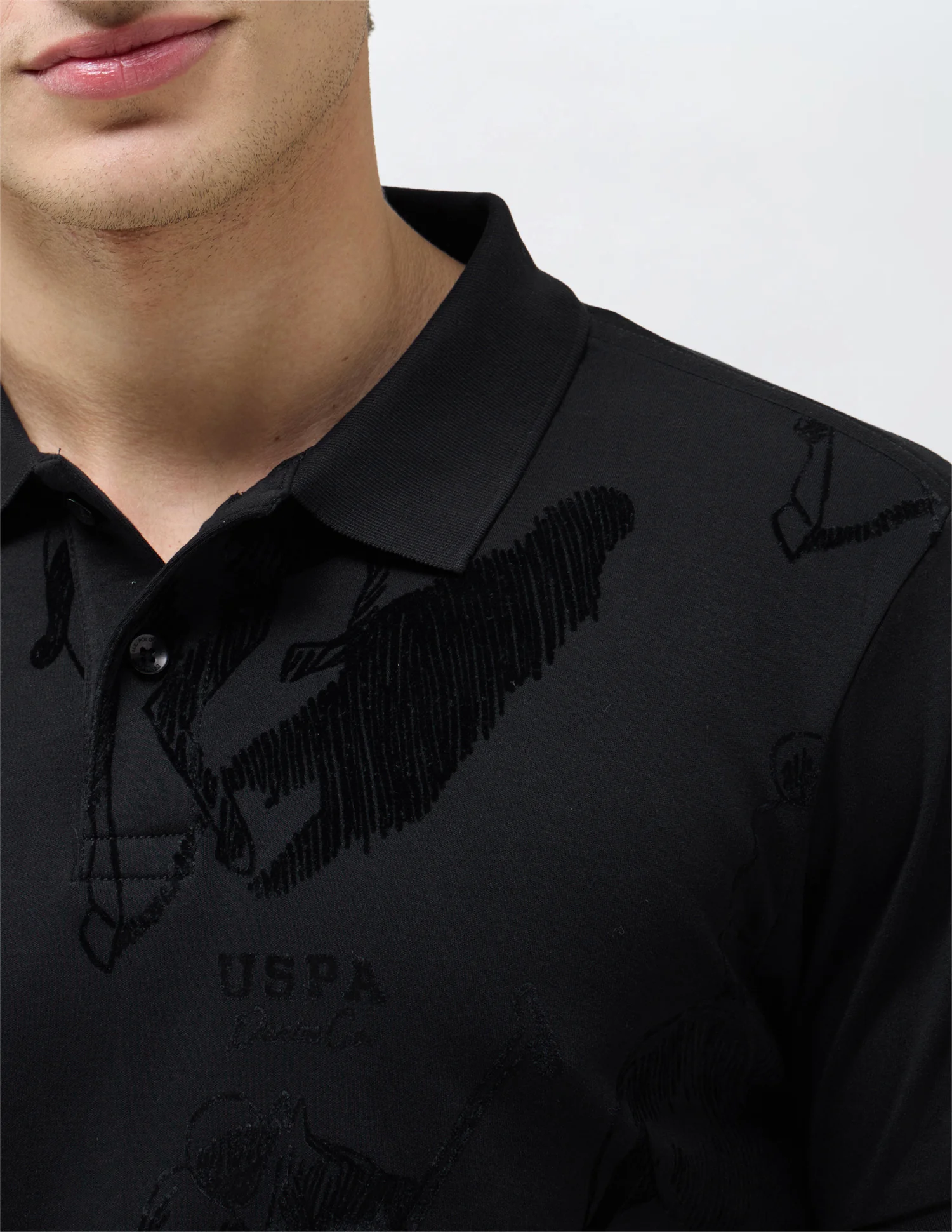 Graphic Brand Patterned Knit Polo Shirt - Image 7