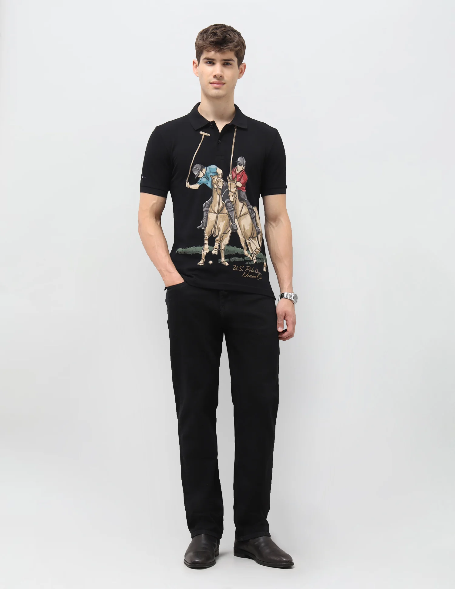 Graphic Brand Printed Muscle Fit Polo Shirt - Image 3