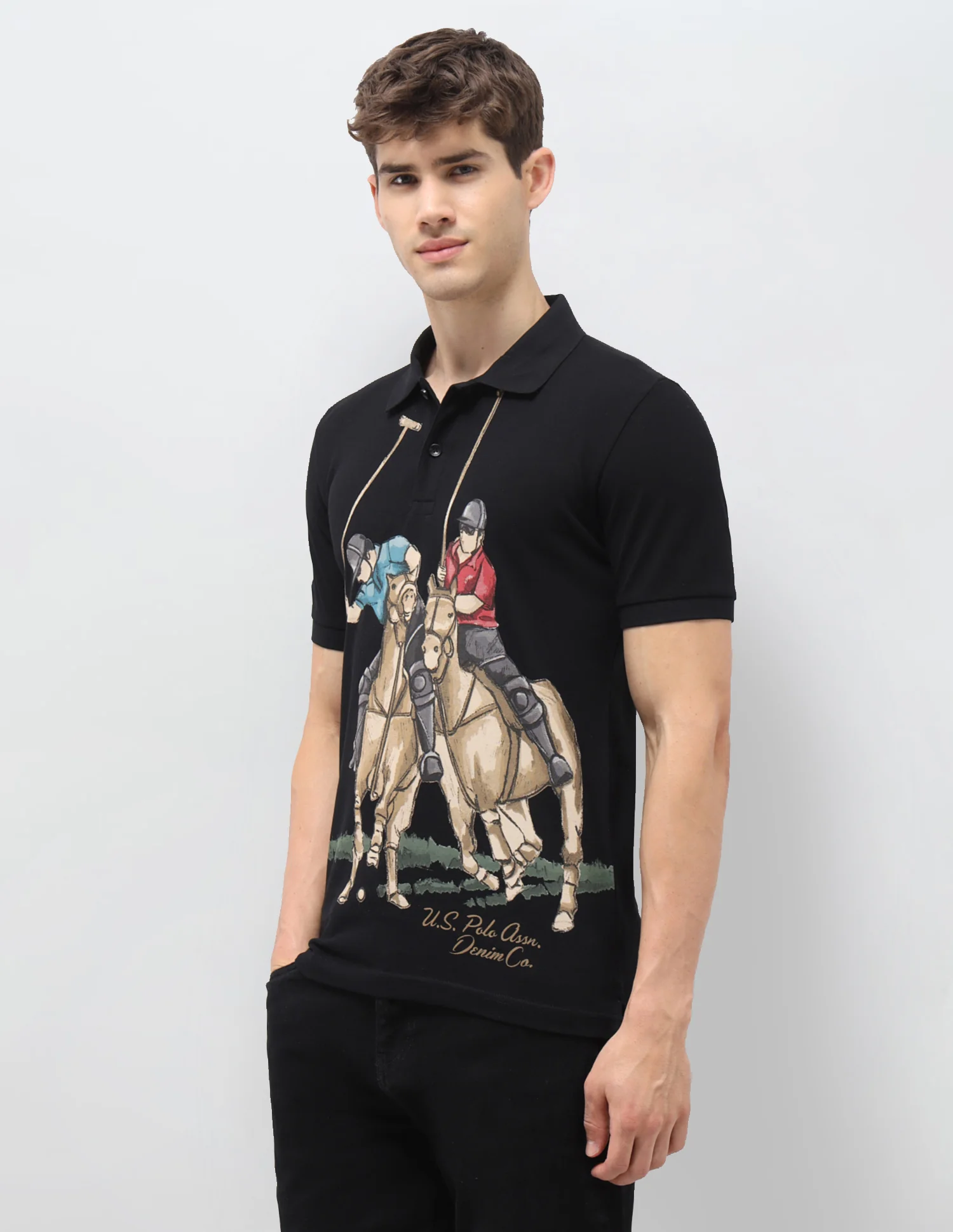 Graphic Brand Printed Muscle Fit Polo Shirt - Image 4