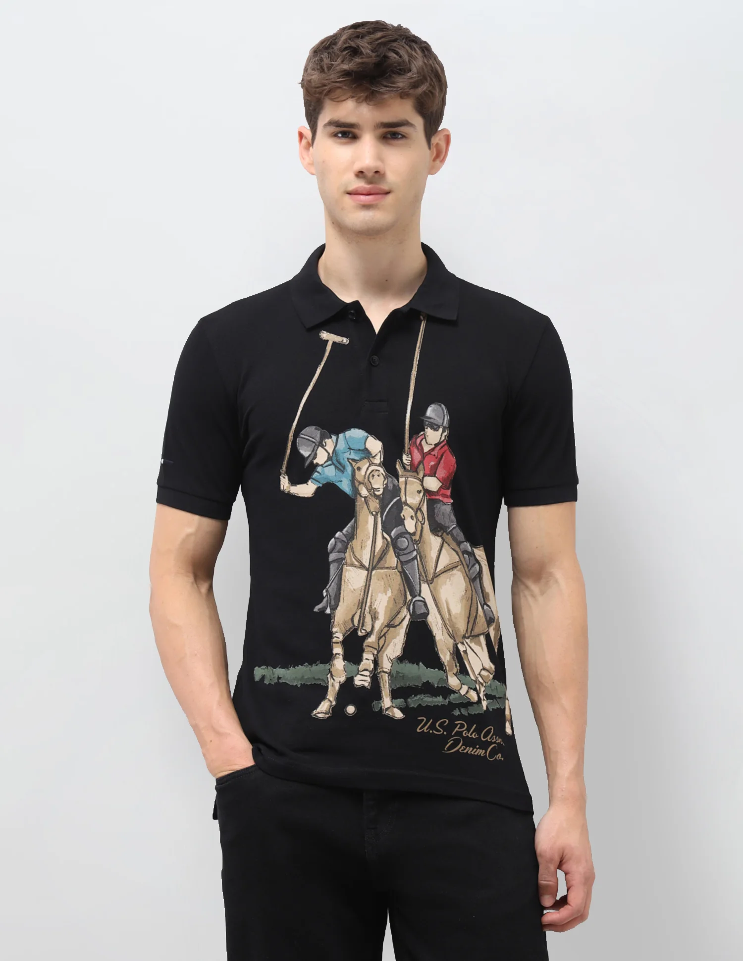 Graphic Brand Printed Muscle Fit Polo Shirt - Image 6