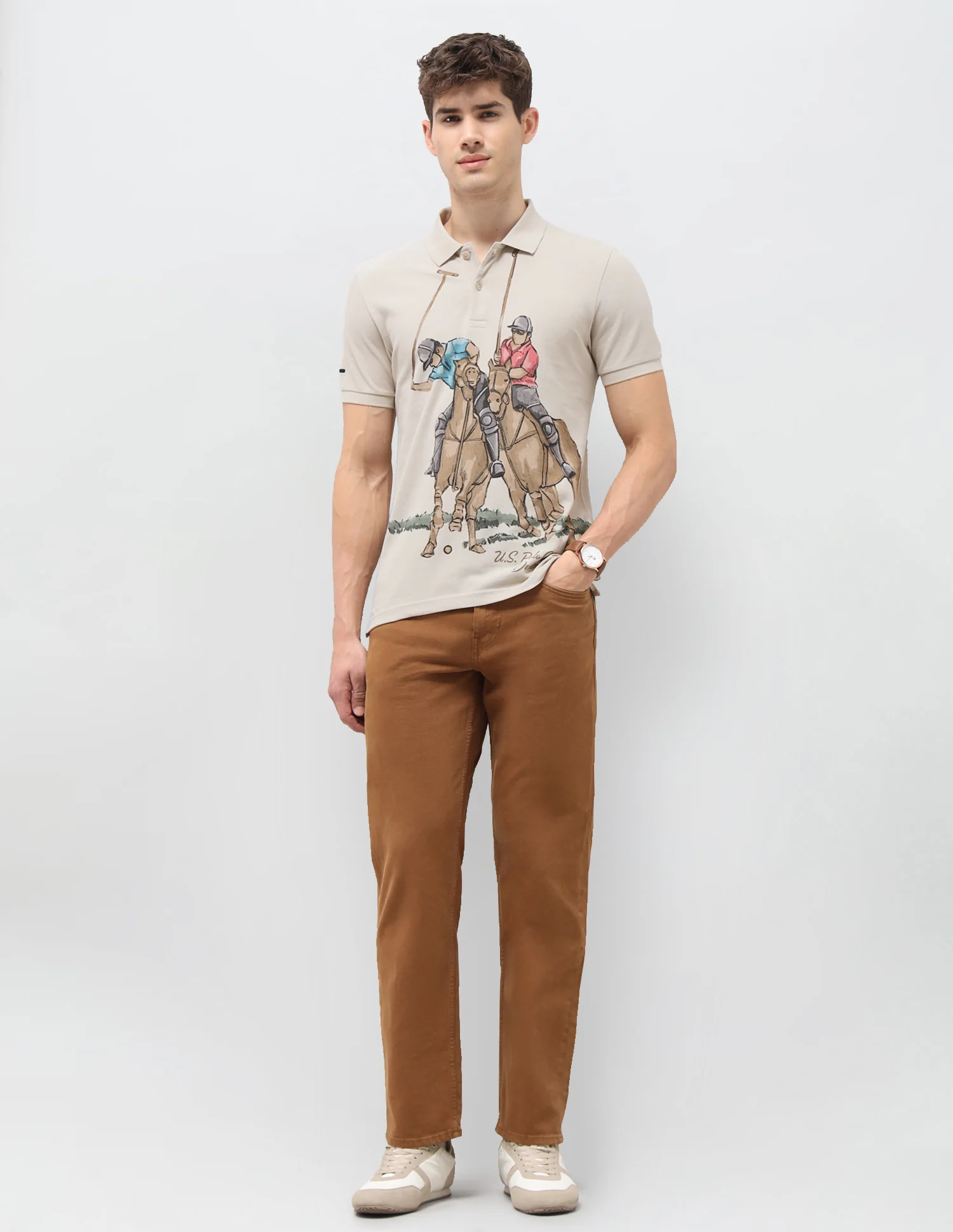 Graphic Brand Printed Muscle Fit Polo Shirt - Image 3