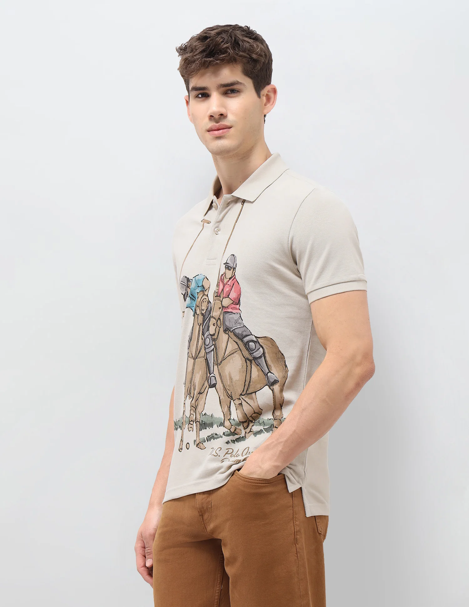 Graphic Brand Printed Muscle Fit Polo Shirt - Image 4