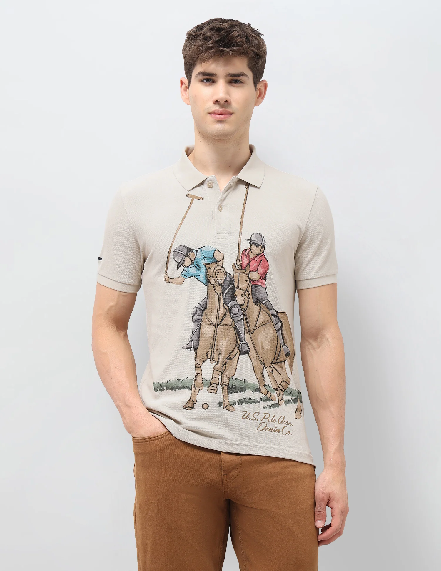 Graphic Brand Printed Muscle Fit Polo Shirt - Image 6