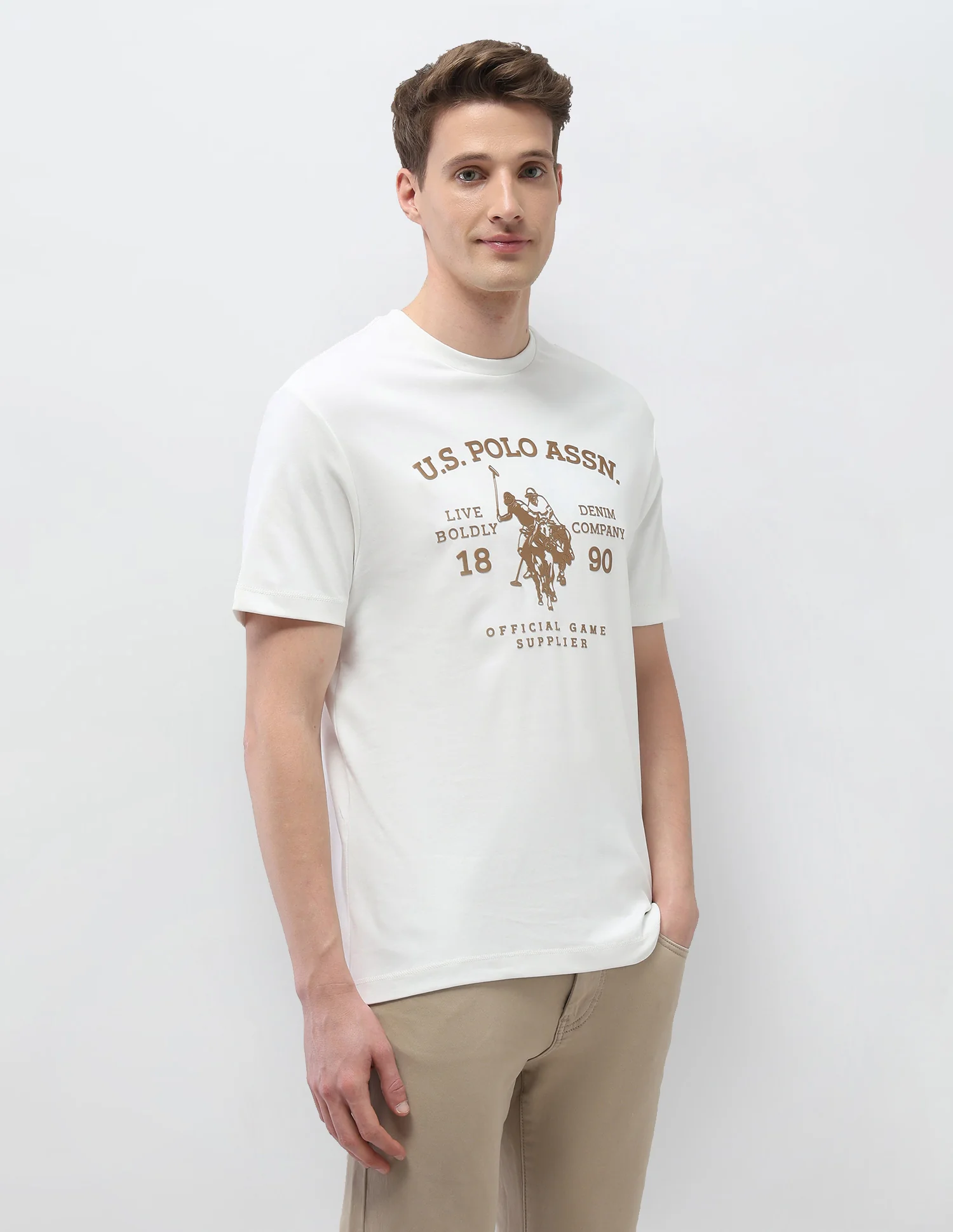 Graphic Brand Printed Slim Fit Black & Gold T-Shirt - Image 4
