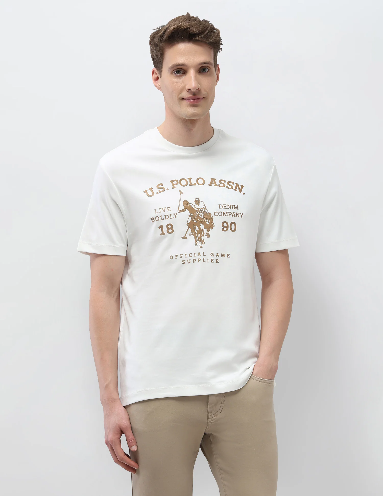 Graphic Brand Printed Slim Fit Black & Gold T-Shirt - Image 6