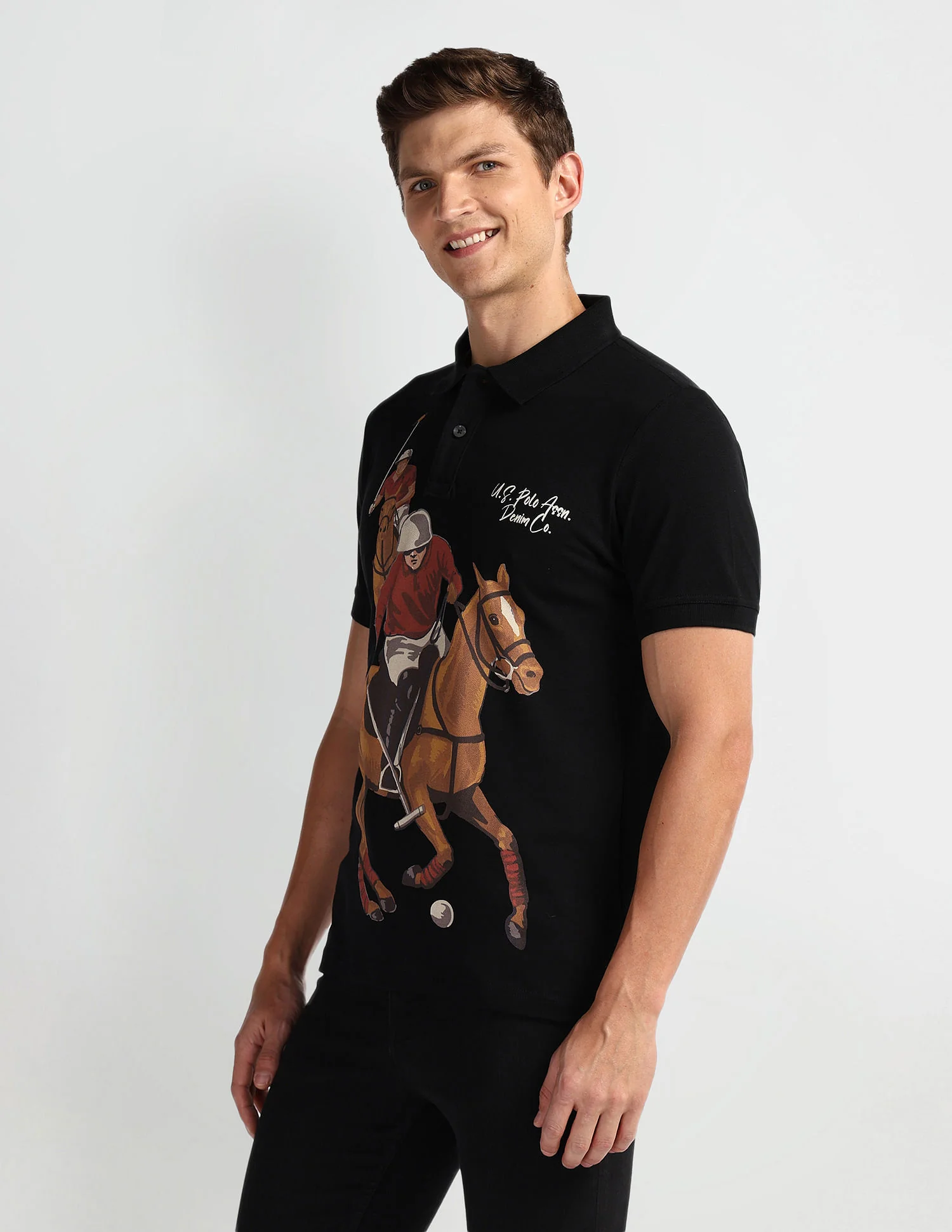 Graphic Print Muscle Fit Polo Shirt - Image 4