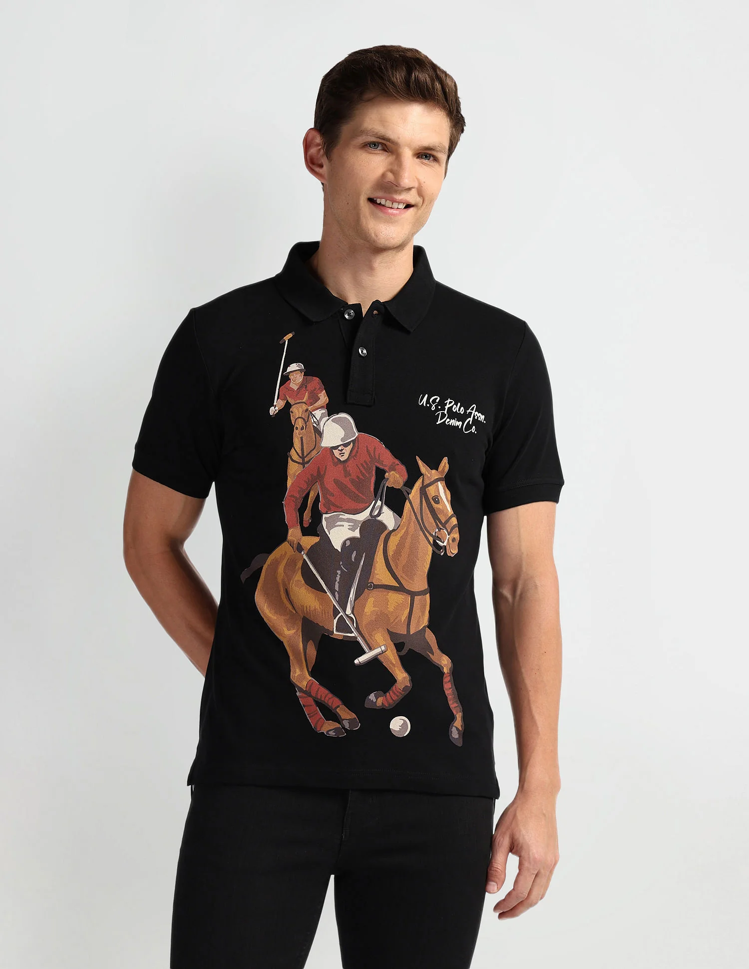 Graphic Print Muscle Fit Polo Shirt - Image 6