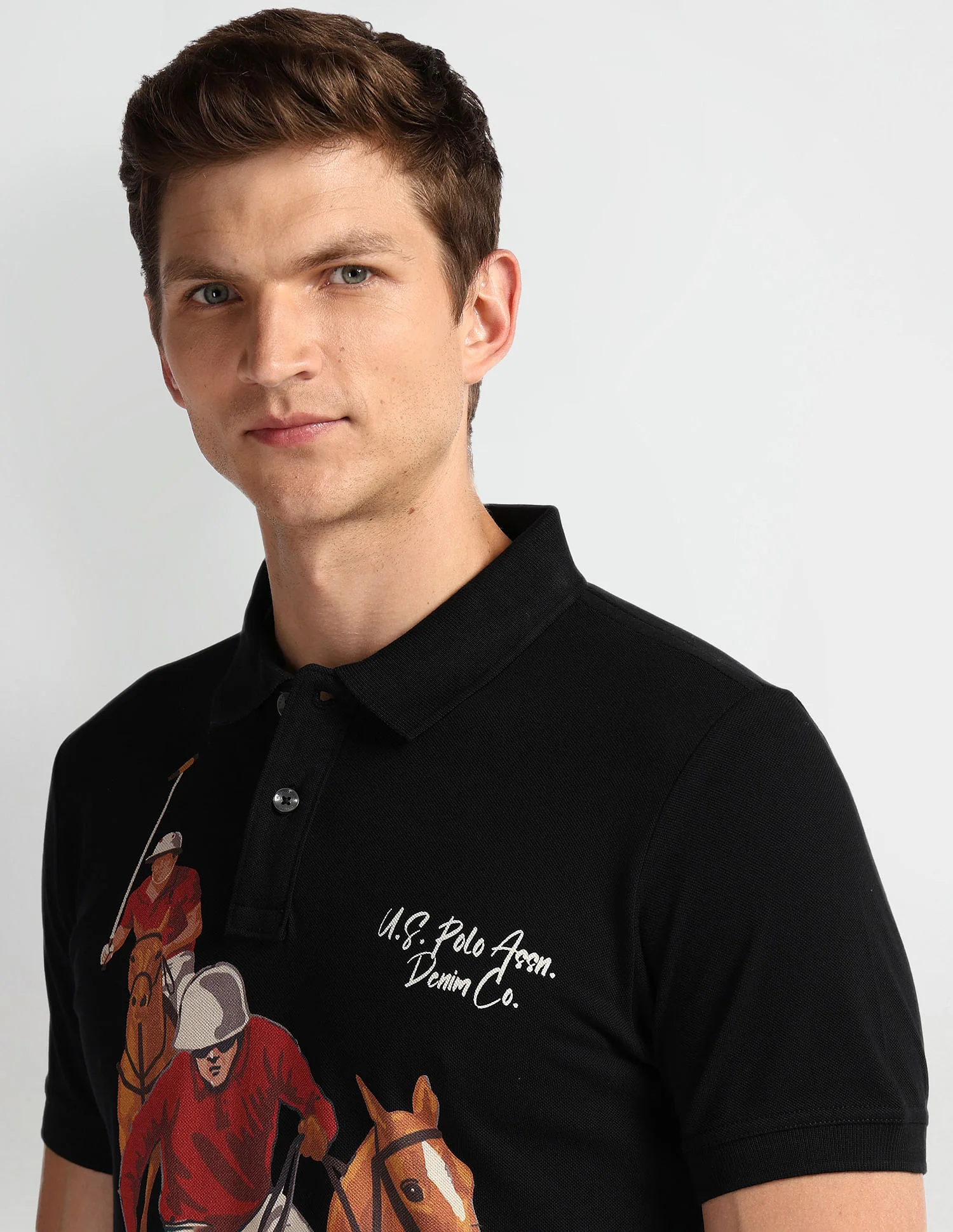 Graphic Print Muscle Fit Polo Shirt - Image 7