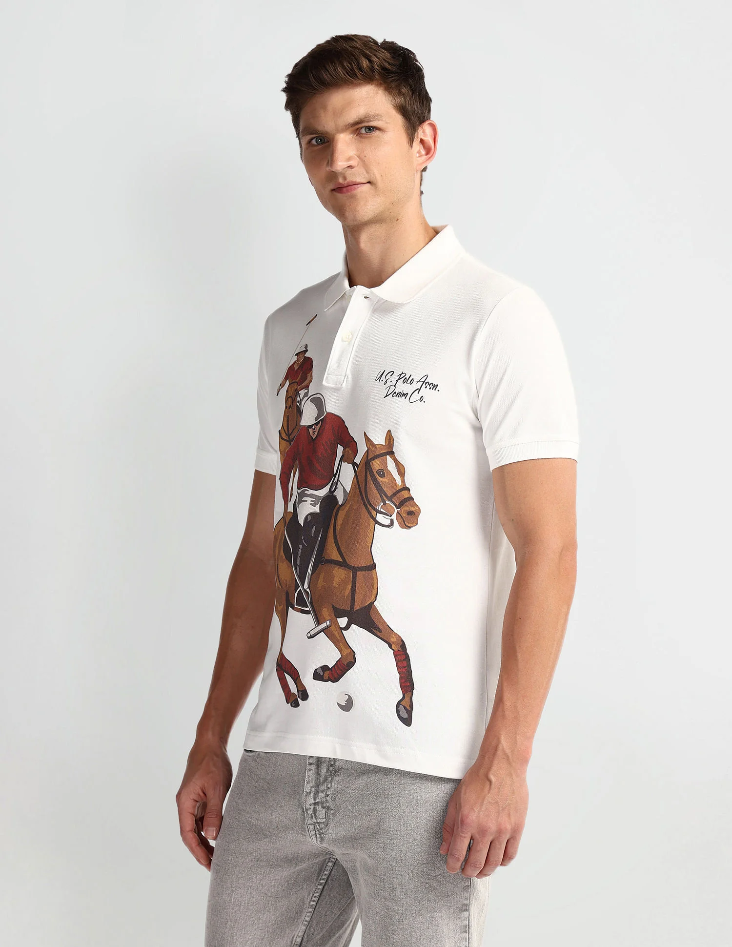 Graphic Print Muscle Fit Polo Shirt - Image 4