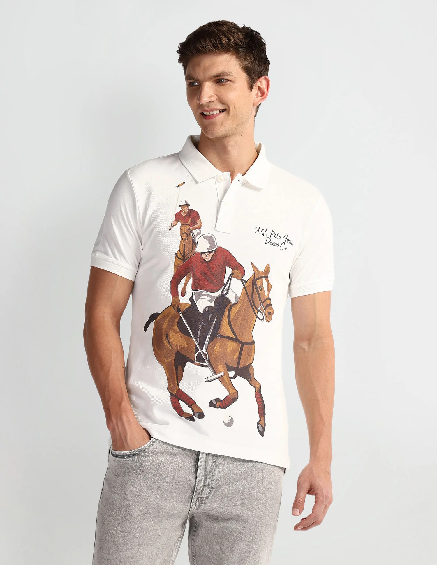 Graphic Print Muscle Fit Polo Shirt - Image 6
